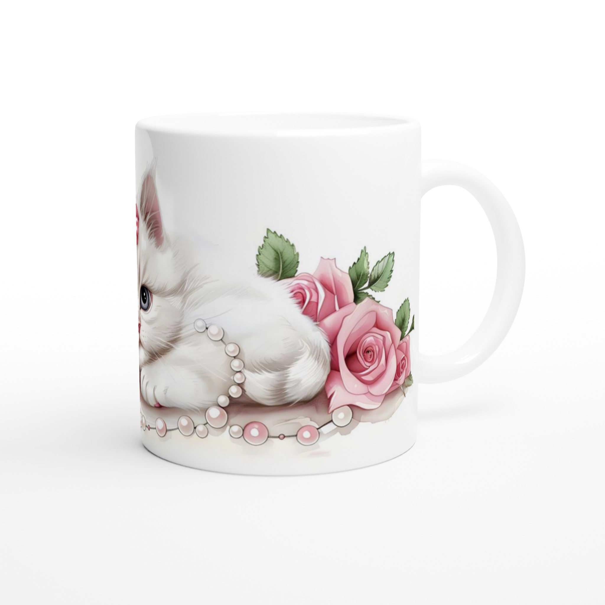Söt kattunge och rosor 11oz keramisk mugg – charmig design för kaffeälskare i flera färger 9 25057edc-5a7b-4431-a8a2-d1b8ee2965db