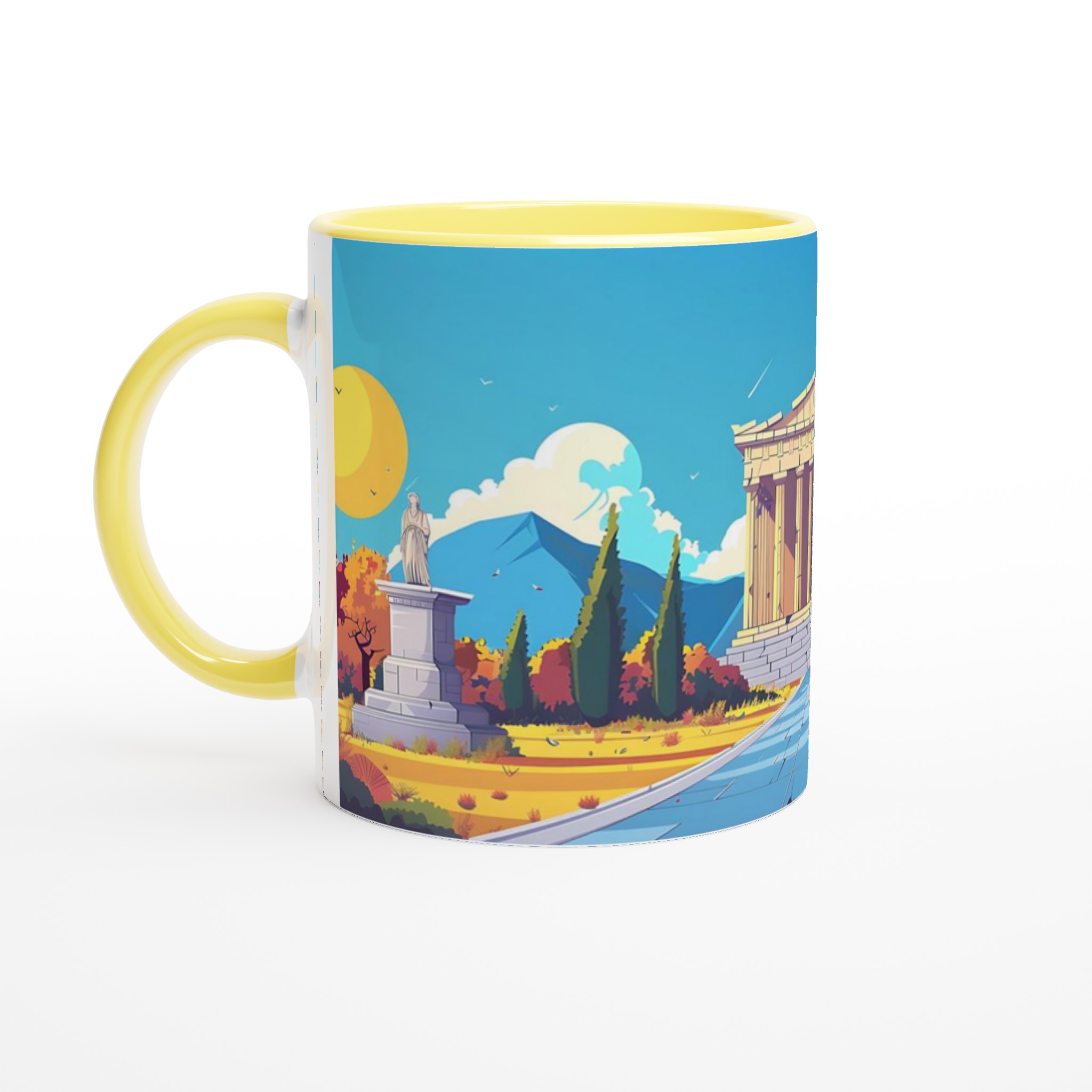 Grekisk Tempel Konst Mugg – 11oz Keramikmugg i Klara Färger för Kaffe & Te 5 25c21814-c248-4d22-8f8f-2313c75c149f