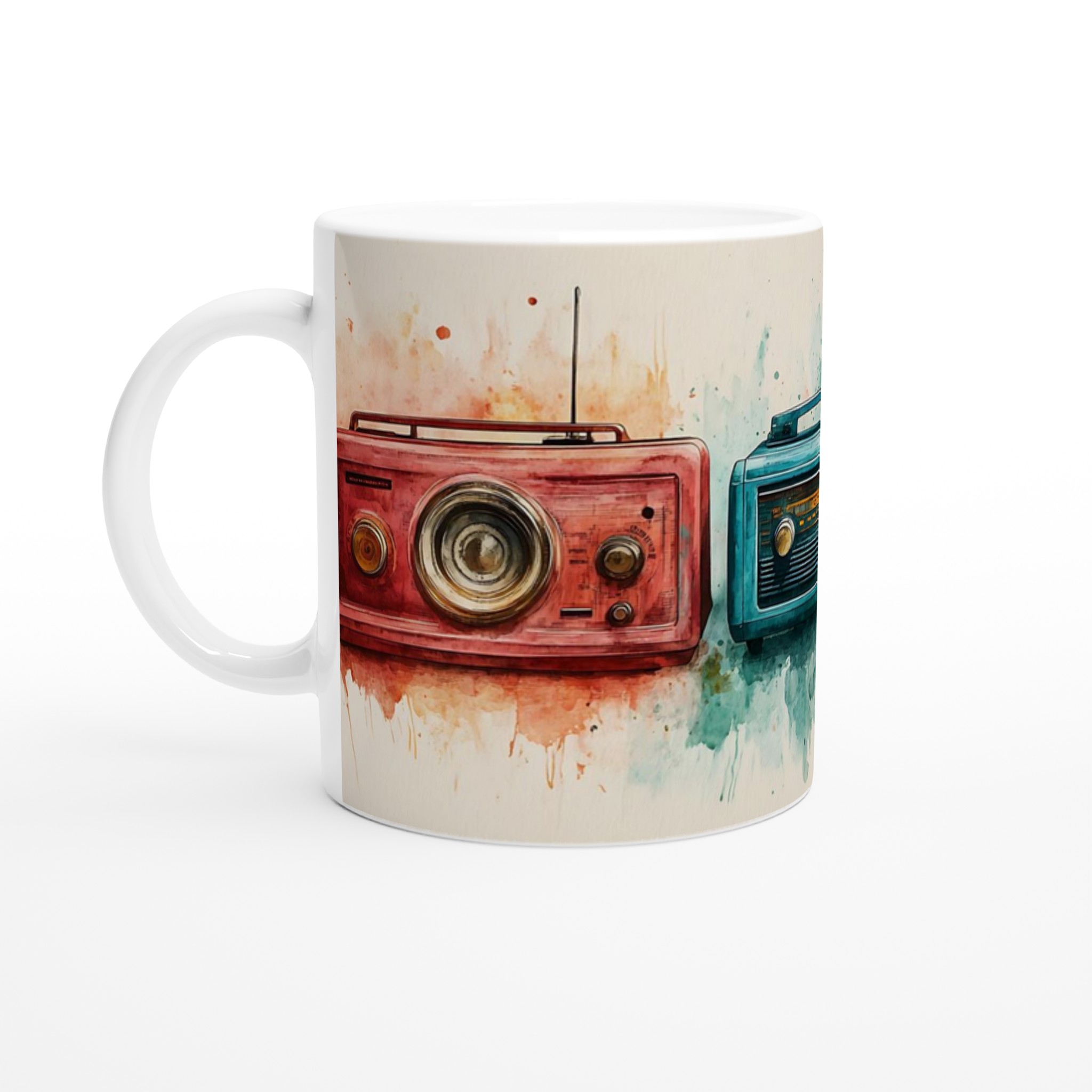 Retro Radios Akvarellmugg – 11oz Keramisk Mugg i Valfri Färg för Musikälskaren 1 25fd75d7-852c-4a8e-a3f2-2f7a8aa62c10