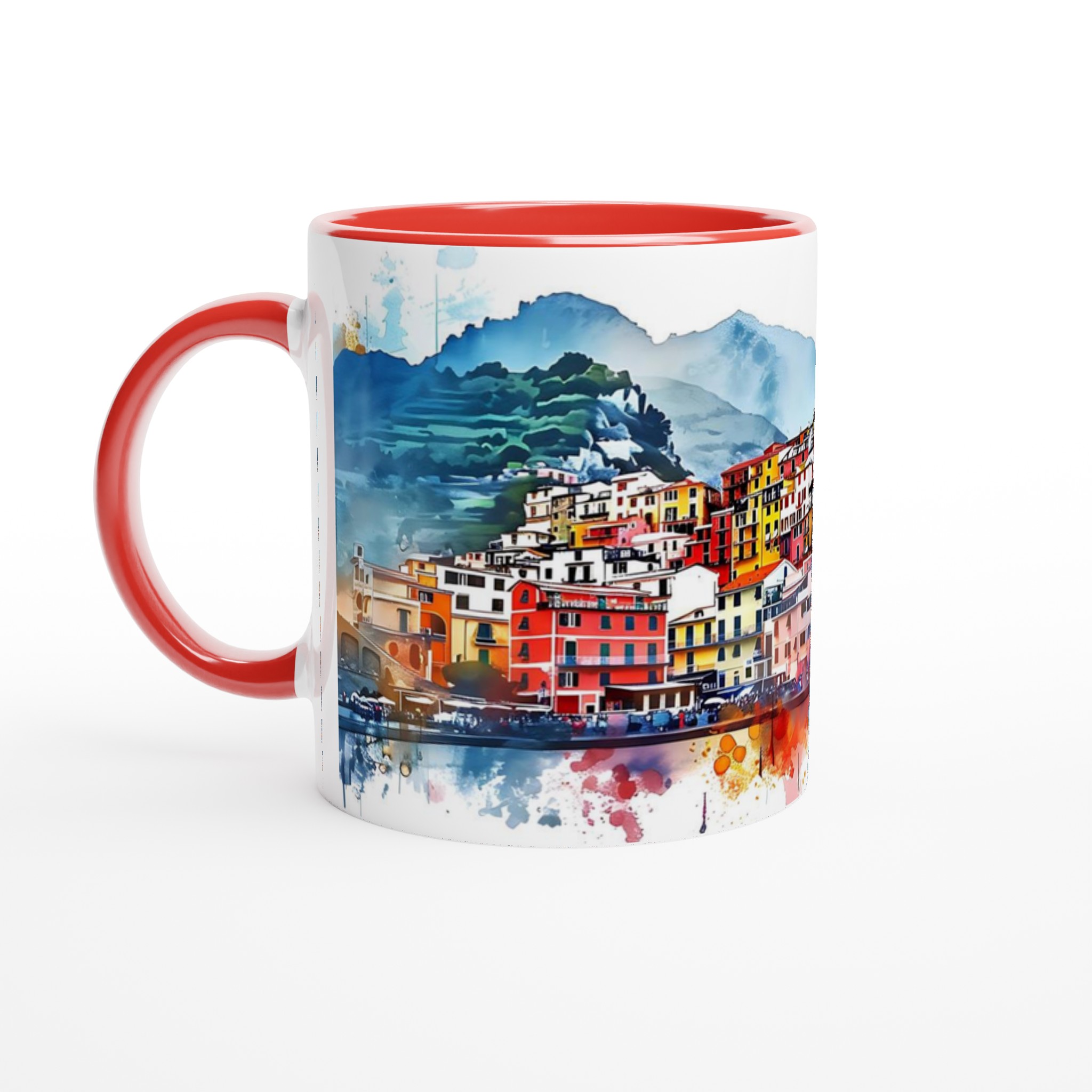 Italiensk Kuststad Akvarell Mugg – Färgstark Keramikmugg 11oz 2 27121f35-a095-4e85-89ef-af7af6d07378