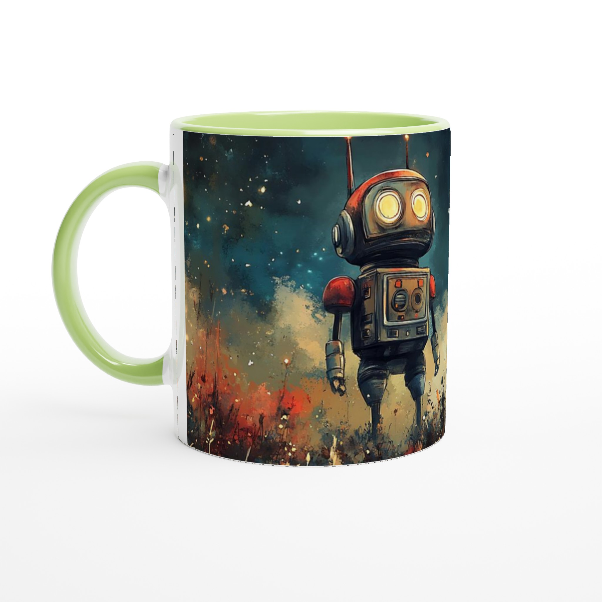 Retro Roboter Äventyr Mugg – Sci-Fi Konst Keramikmugg i ditt val av 7 färger 6 2793ae49-b72b-4247-bf38-c26dd2b29fa3