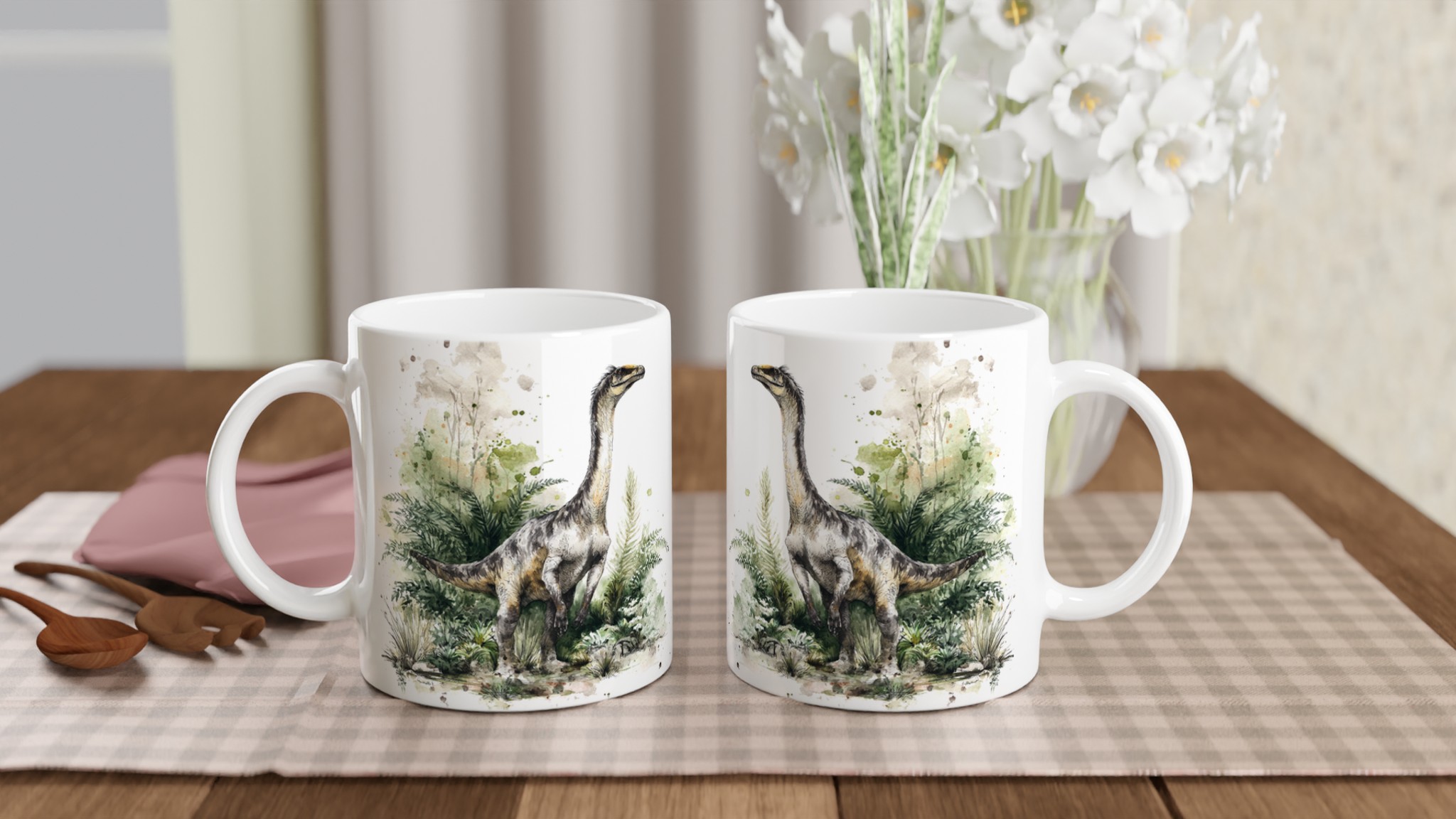 Dinosaurie Vattenfärg Mugg - Stilren 11oz Keramikmugg i ditt Val av Sju Färger 10 27b15869-a613-489f-aaab-f391d35ed383