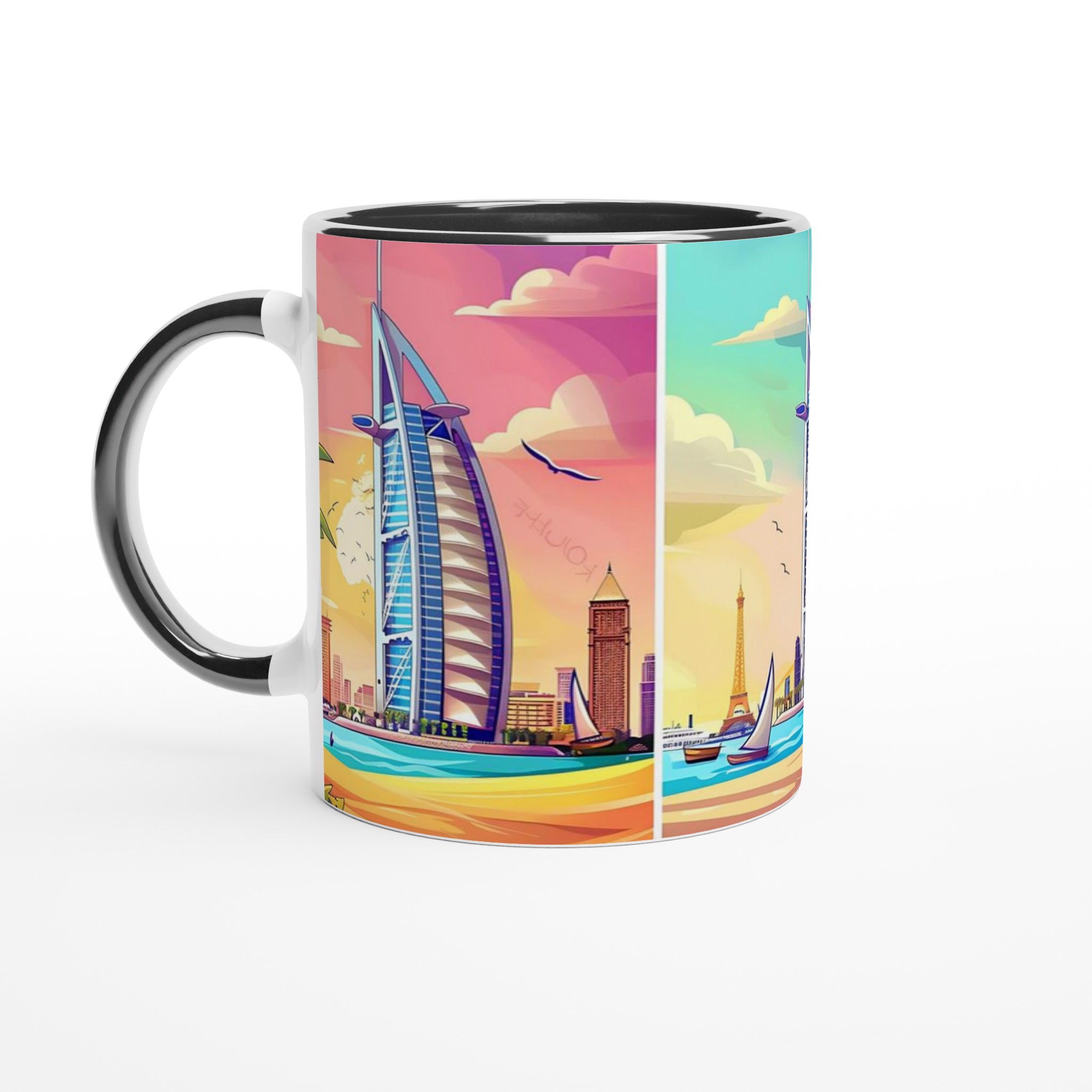 Dubai Sunset Magic: Unik 11oz Keramisk Mugg med Ikoniska Vyer – Välj Din Färg! 7 2870bc4e-94be-4155-beb4-4efa7feff88c