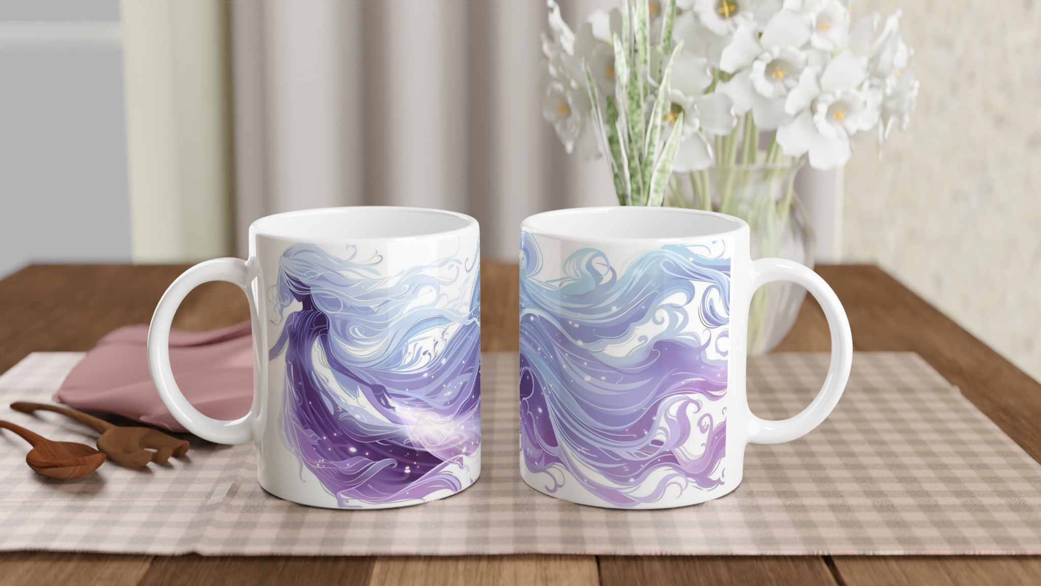 Mystisk Våg Keramikmugg - Skira Lila Toner & Sirlig Design, 11oz Kaffemugg i Ditt Val av Färg 10 287d82a2-d9e2-4b75-a79d-a7f3e4915c96