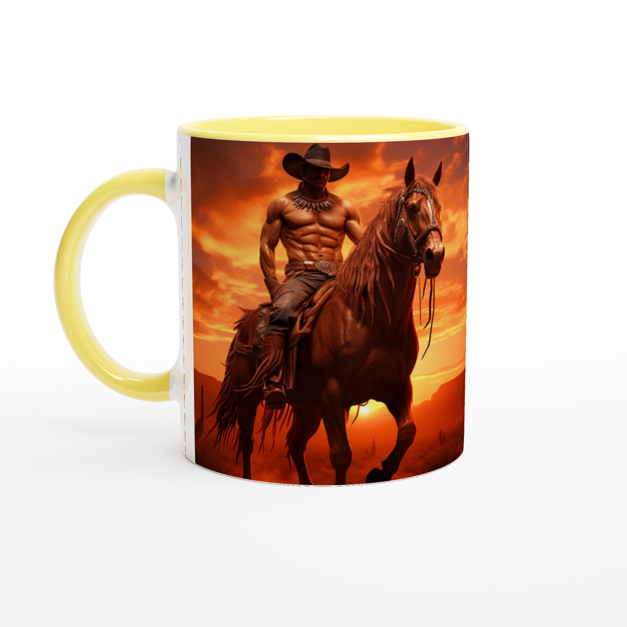 Vilda Västern Solnedgång Mugg – 11 oz Keramikmugg med Musklig Cowboy & Häst 5 28c4b881-d508-49e4-9d7e-1d1b4b12637d