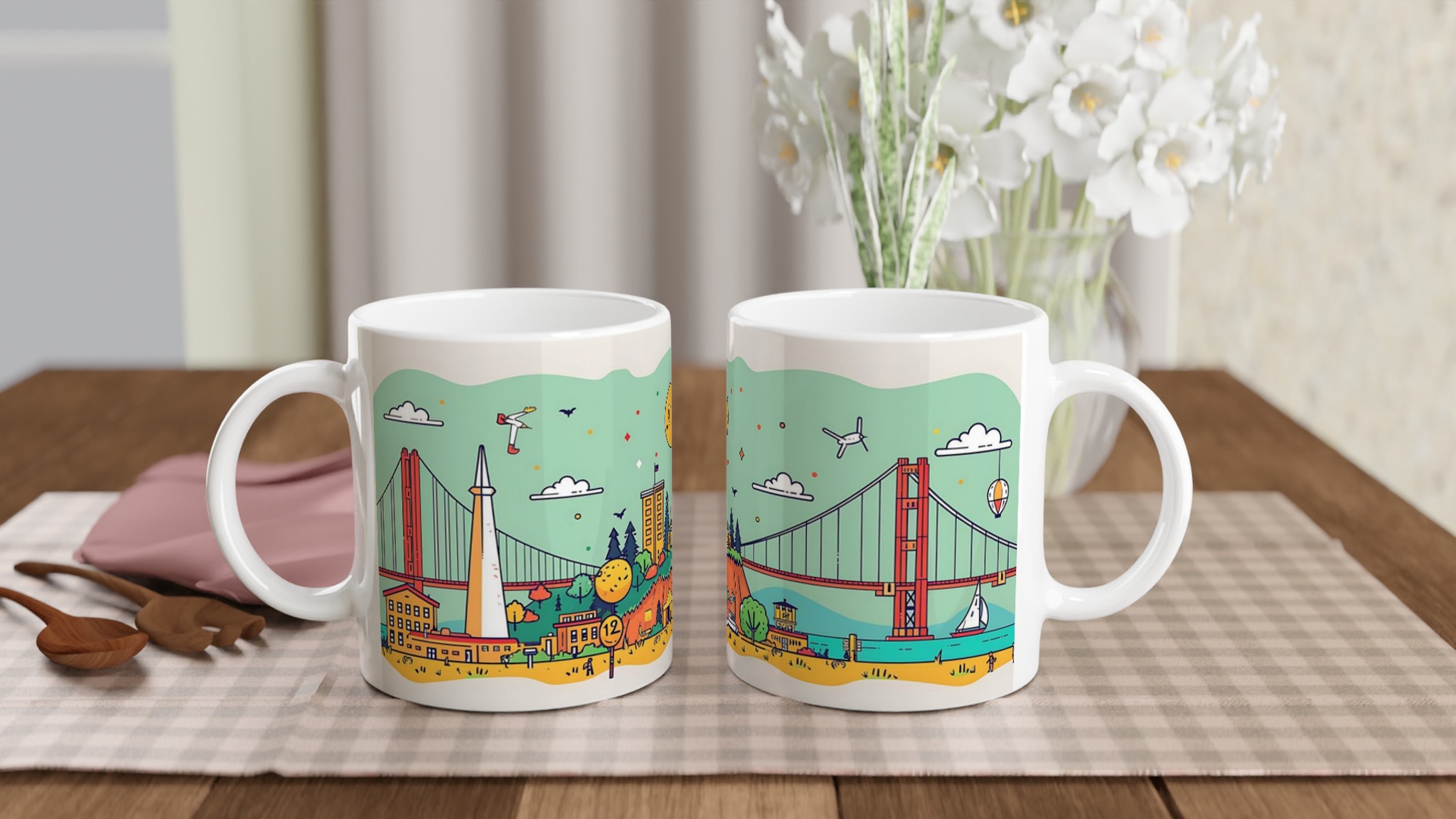 San Francisco Skyline Mugg – Charmig & Färgstark Keramikmugg, Välj din favoritfärg! 10 28d14d75-f265-4eaf-863f-638304696473