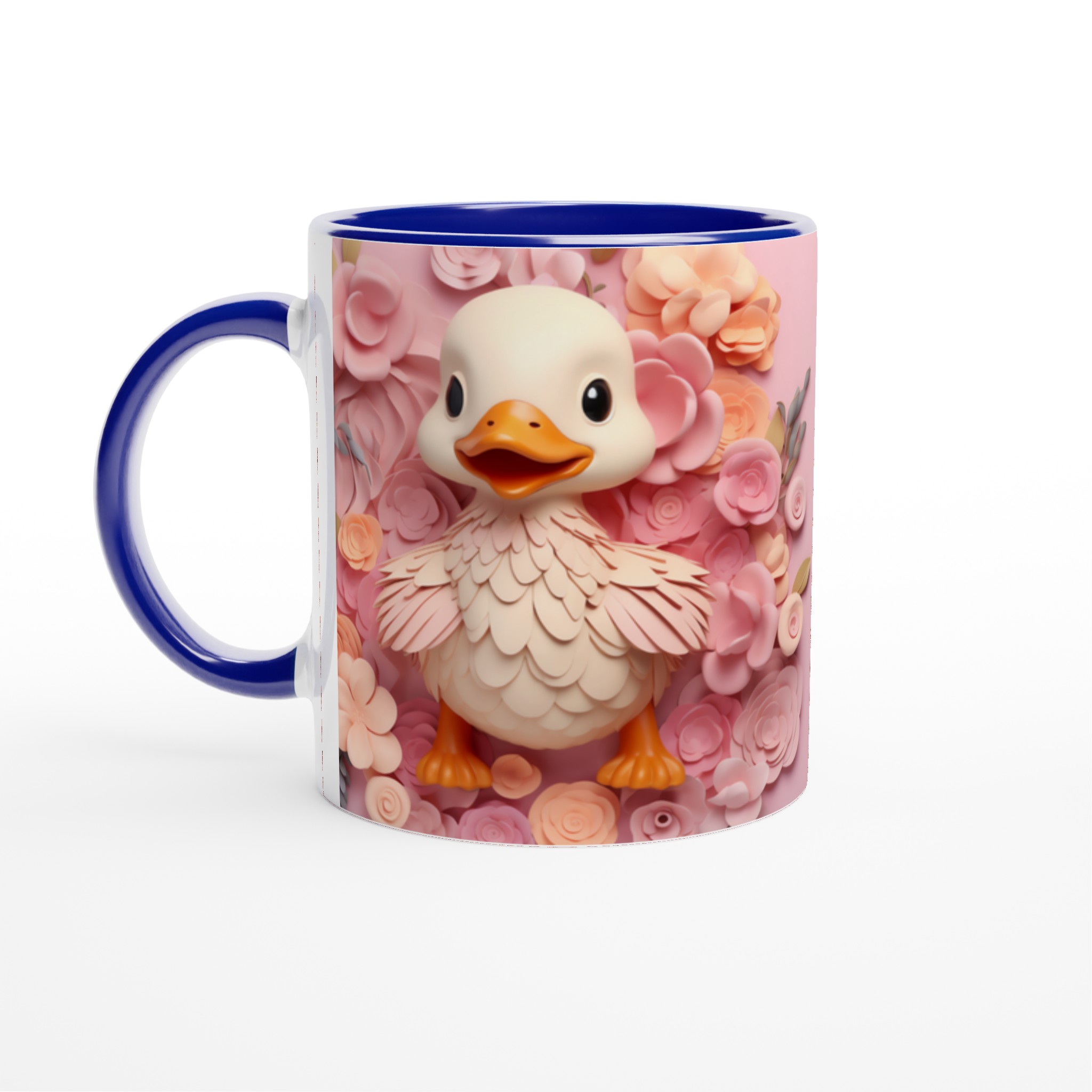 Söt Anka Keramikmugg – Rosa Blomdesign, 11 oz. Välj din färg! 4 28f25578-8b34-4e27-a1c7-aa85b962b08f