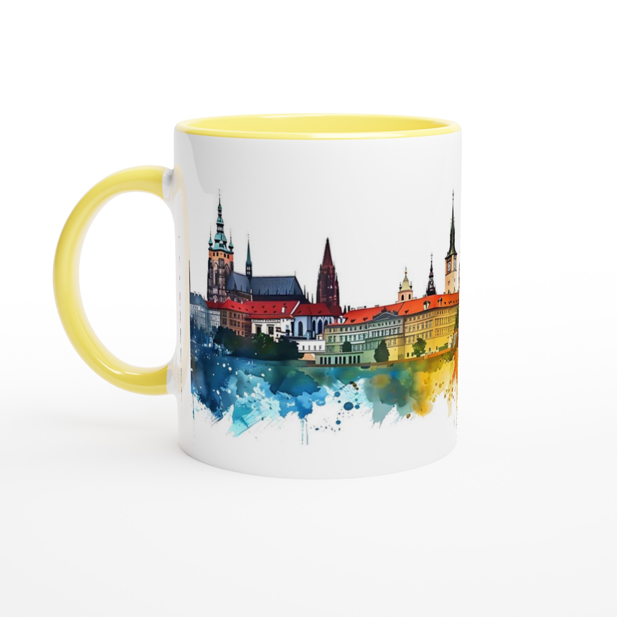 Prag Watercolour Cityscape Mugg - 11oz Keramikmugg med Färgstarkt Vattenfärgstryck 5 29484a4e-ba1c-4253-9d1a-faaea12e55c4