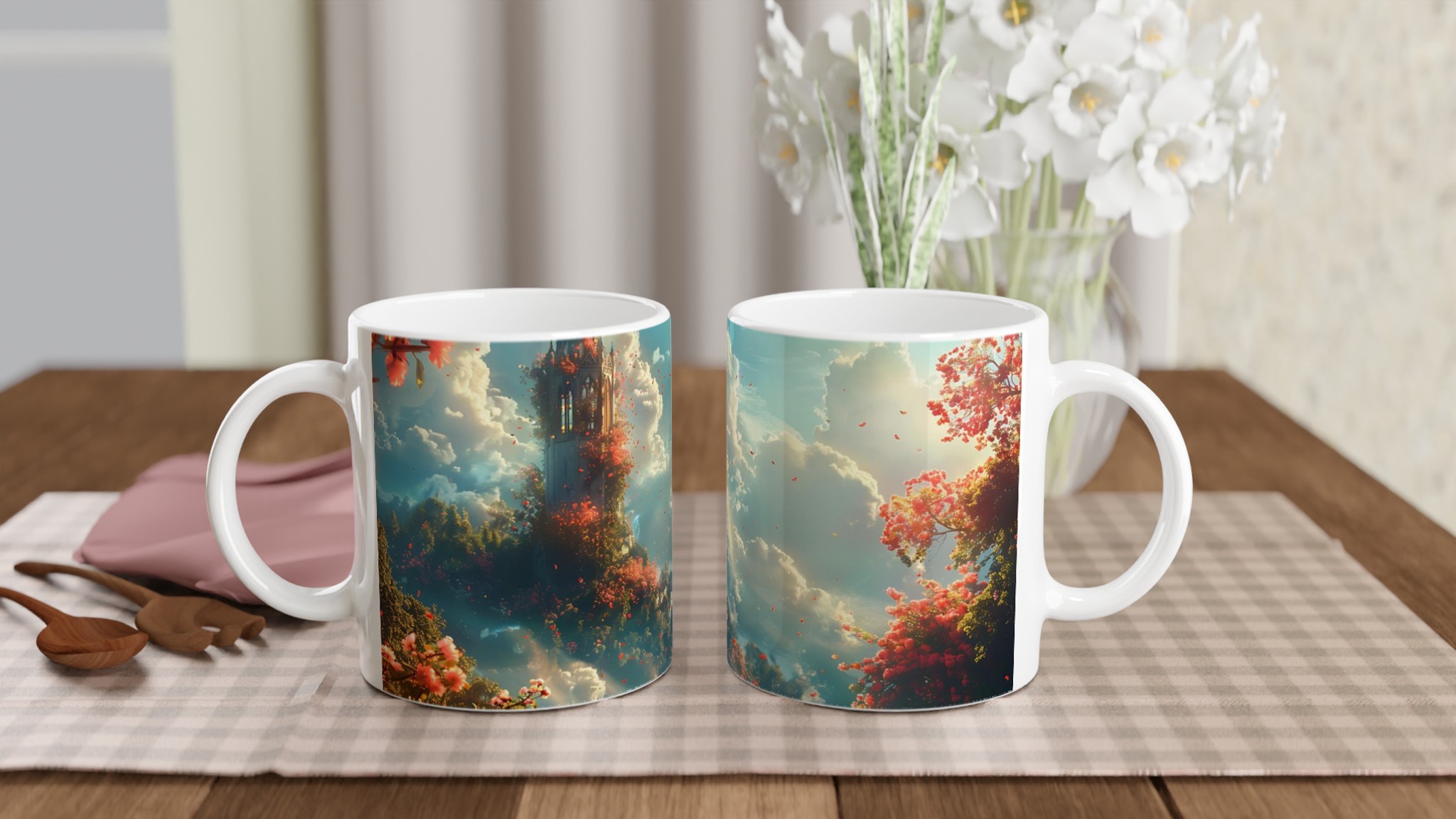 Magisk Blomstertorn Keramisk Mugg - 11oz Kaffemugg i ditt val av färger 10 29a29af1-f422-4680-aa0b-f94ff431574b