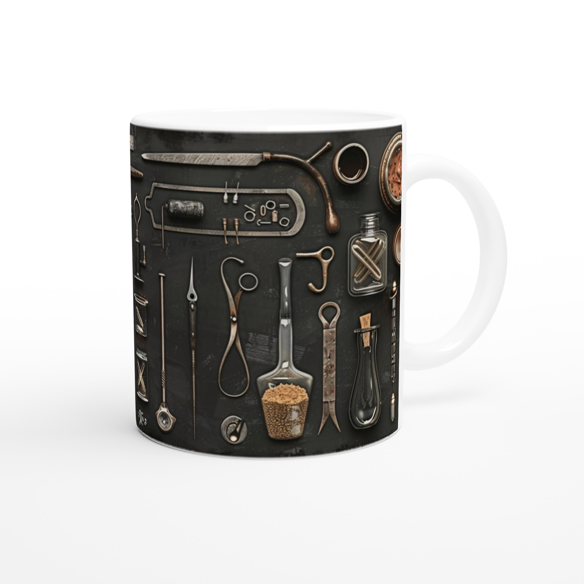 Vit 11oz Keramisk Mugg med Vintage Verktygsdesign – Välj Bland 7 Eleganta Keramiska Färger 9 2a3049d7-bc8f-4e58-988b-7f1c363a3f85