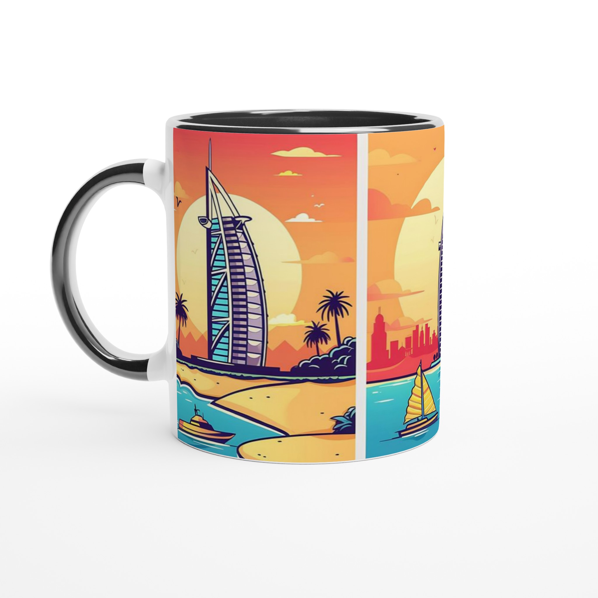 Dubai Sunset Skyline Keramisk Mugg – Konstnärlig Design i Välj din Färg 7 2a444861-02c6-4b46-85bd-8fb6d83793be