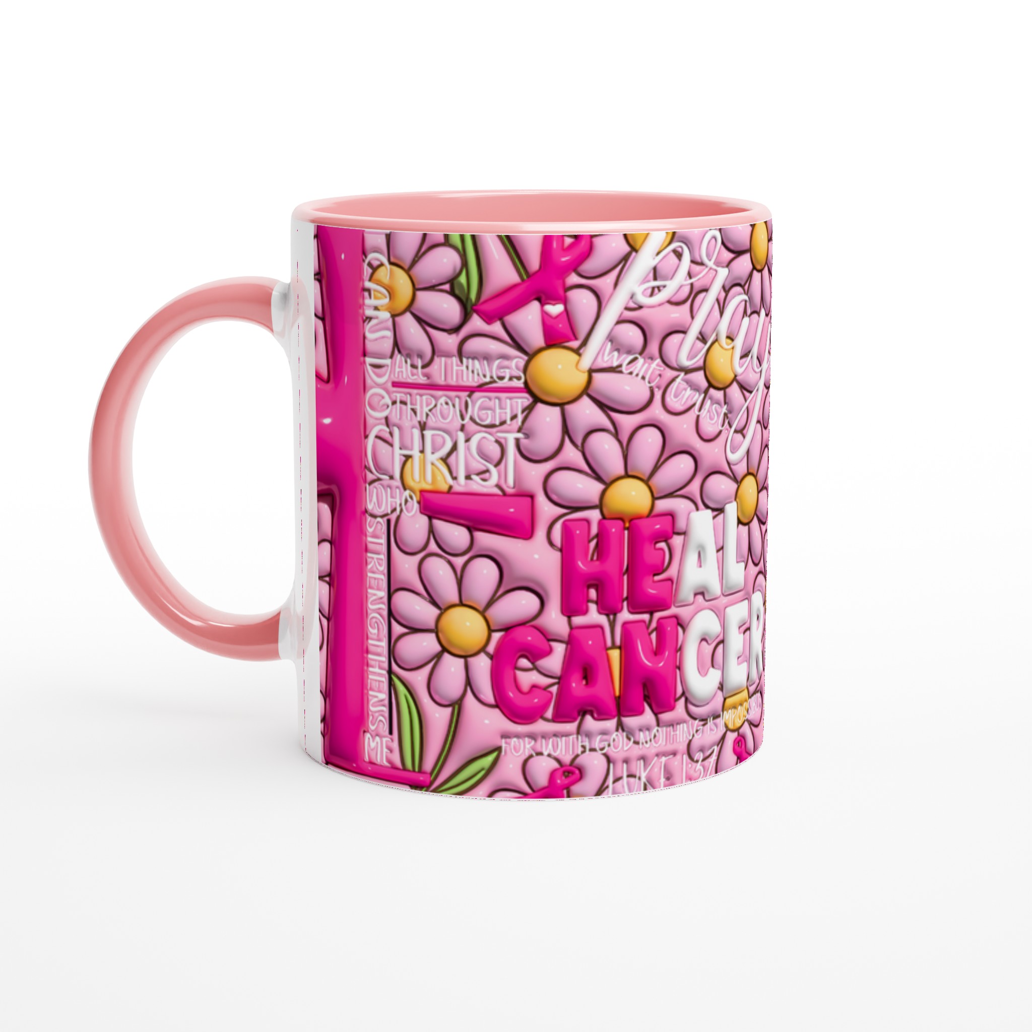 Stärkande Rosa Bandet Mugg: 'Heal Cancer' med Tro och Blomsterdesign – Välj Din Färg! 6 2a65109d-f2f9-400a-bb08-4960b9e7752e