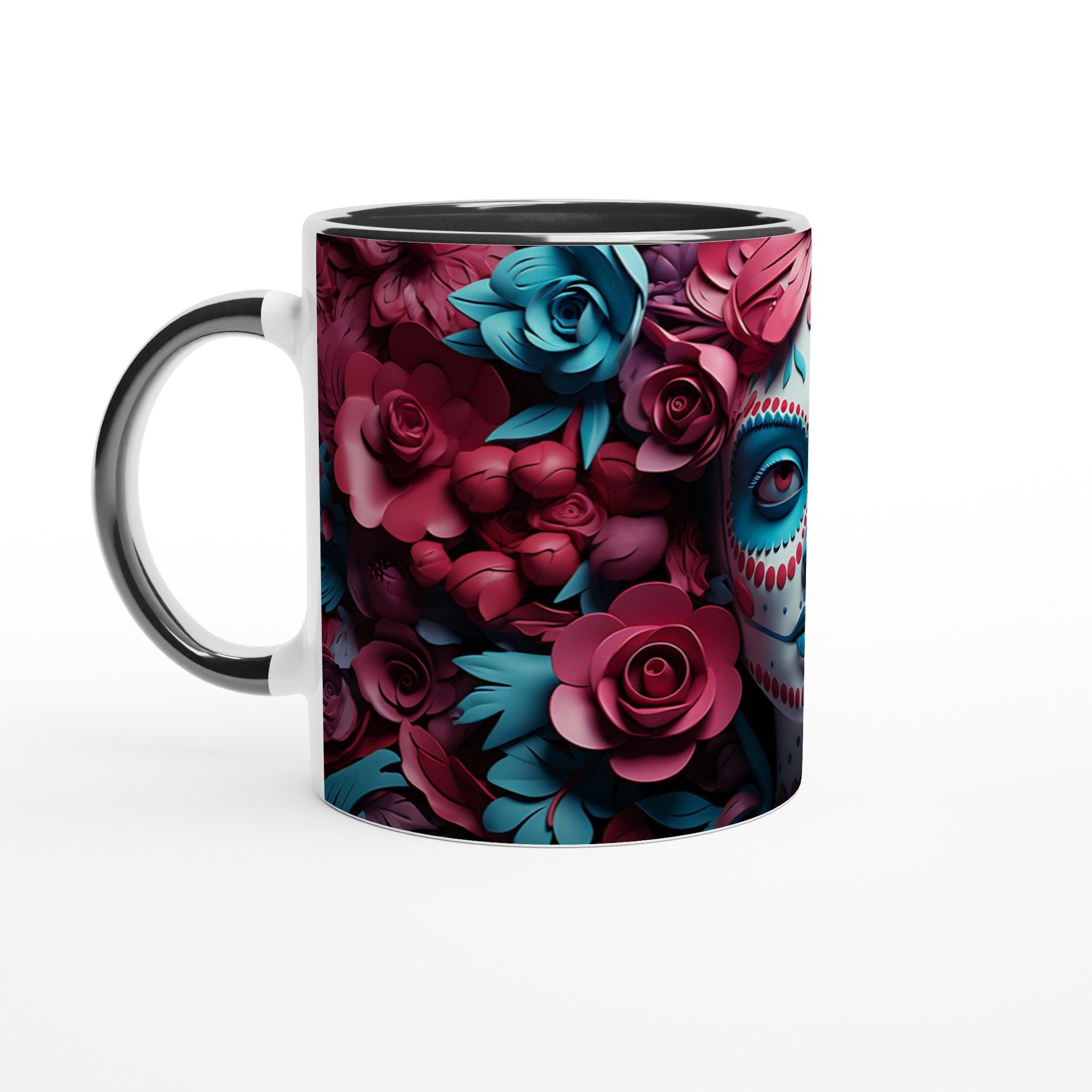 Sugar Skull Blommig 11oz Keramisk Mugg - Din unika Día de Muertos-inspirerade kaffestund i 7 färger! 7 2ad75894-3295-4636-8e64-ec572a70f392