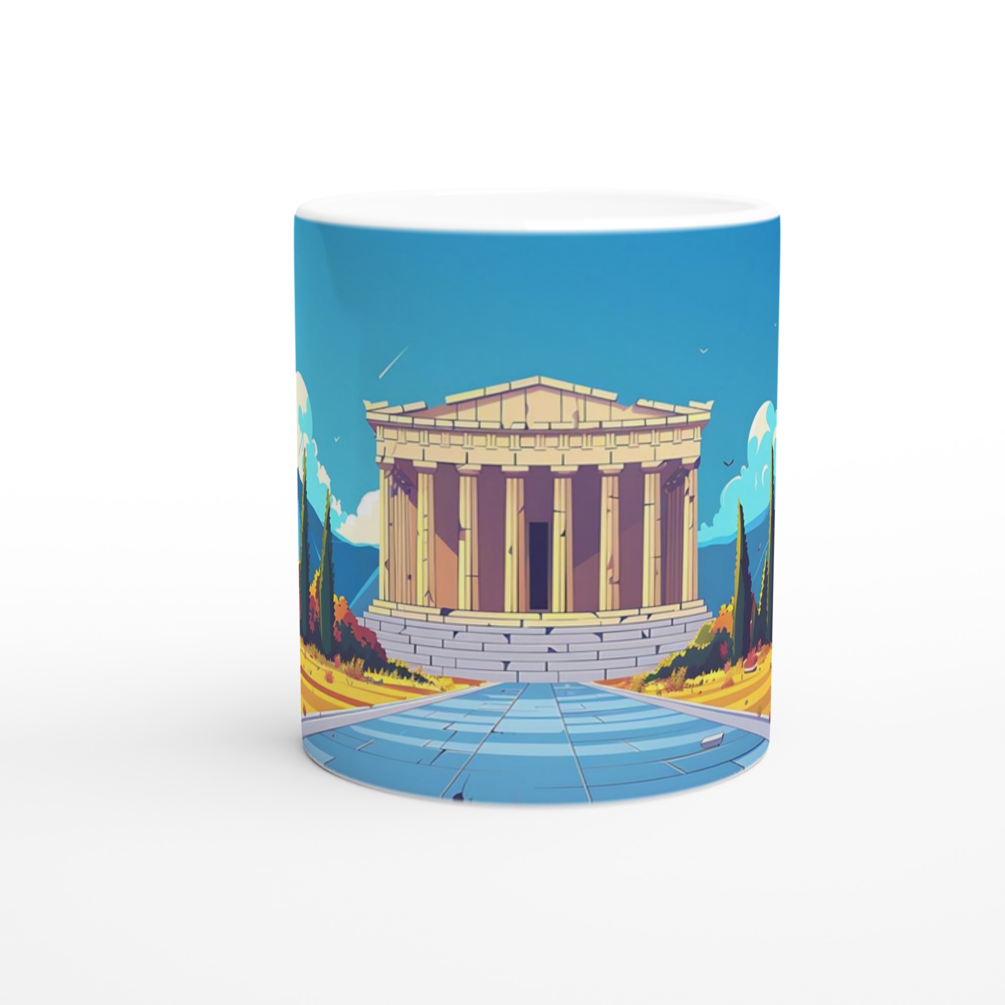 Grekisk Tempel Konst Mugg – 11oz Keramikmugg i Klara Färger för Kaffe & Te 8 2b99089d-1f82-42f9-bd40-d053a52a8761