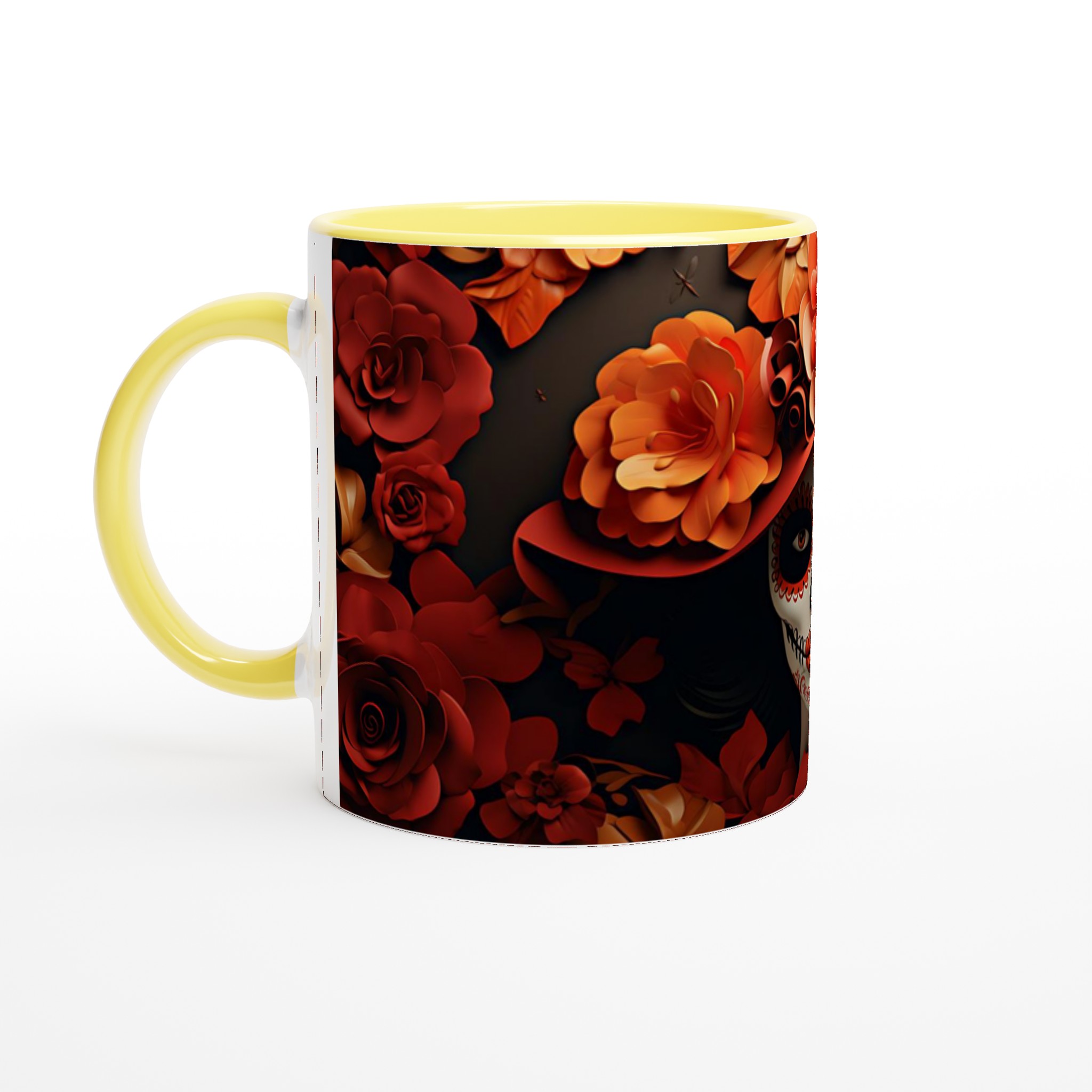 Fiesta Floral Keramikmugg - Skallmönster med Röda & Orangea Blommor, 11oz – Välj bland 7 Färgstarka Muggar! 5 2bab89ad-08a8-43c8-91a8-ac931c0ea7fa