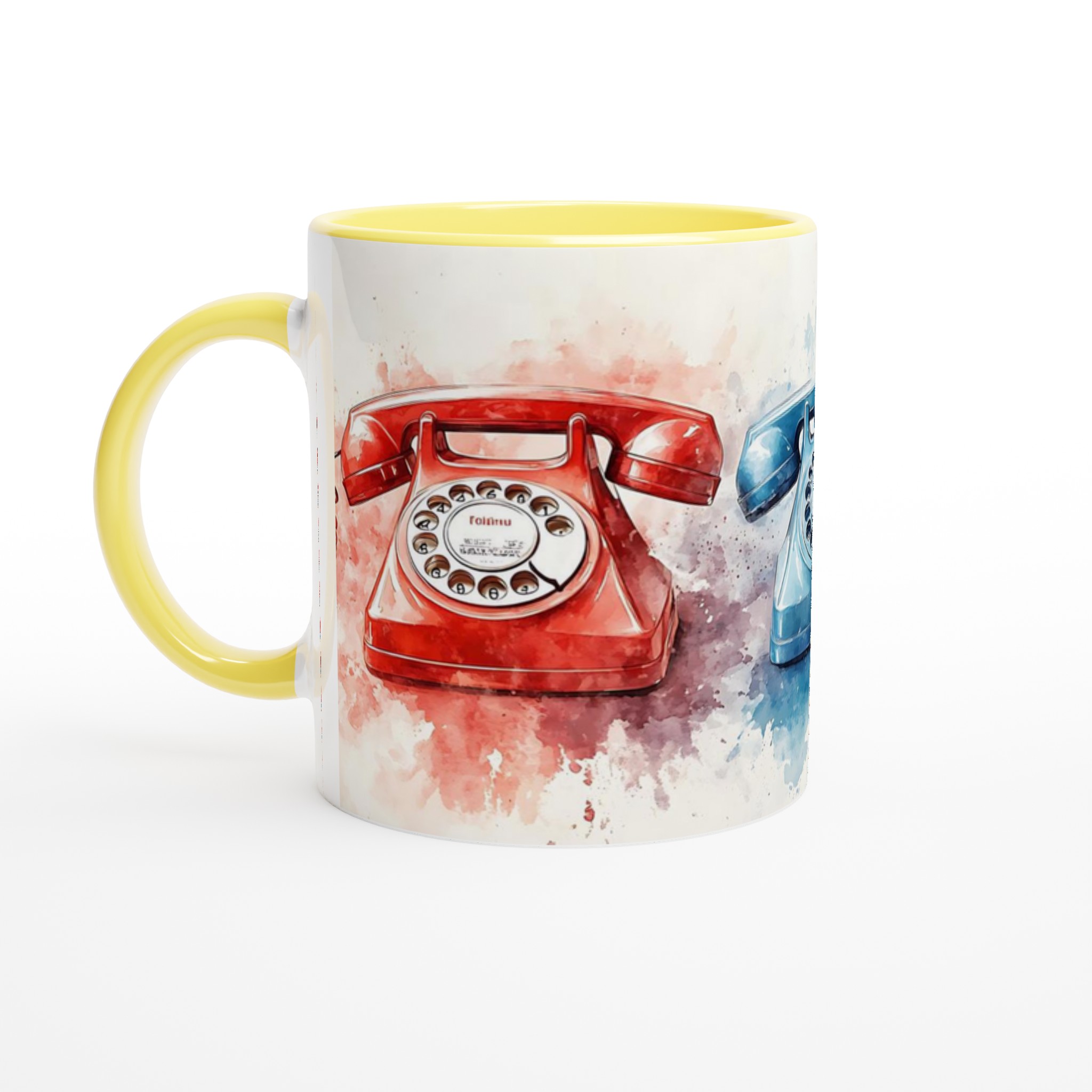 Retro Telefon Konst Mugg – Vintage Charm i Akvarell | 11oz Keramikmugg i Flera Färger 3 2c97b2e3-2862-4ff5-9e52-3240c316d16f