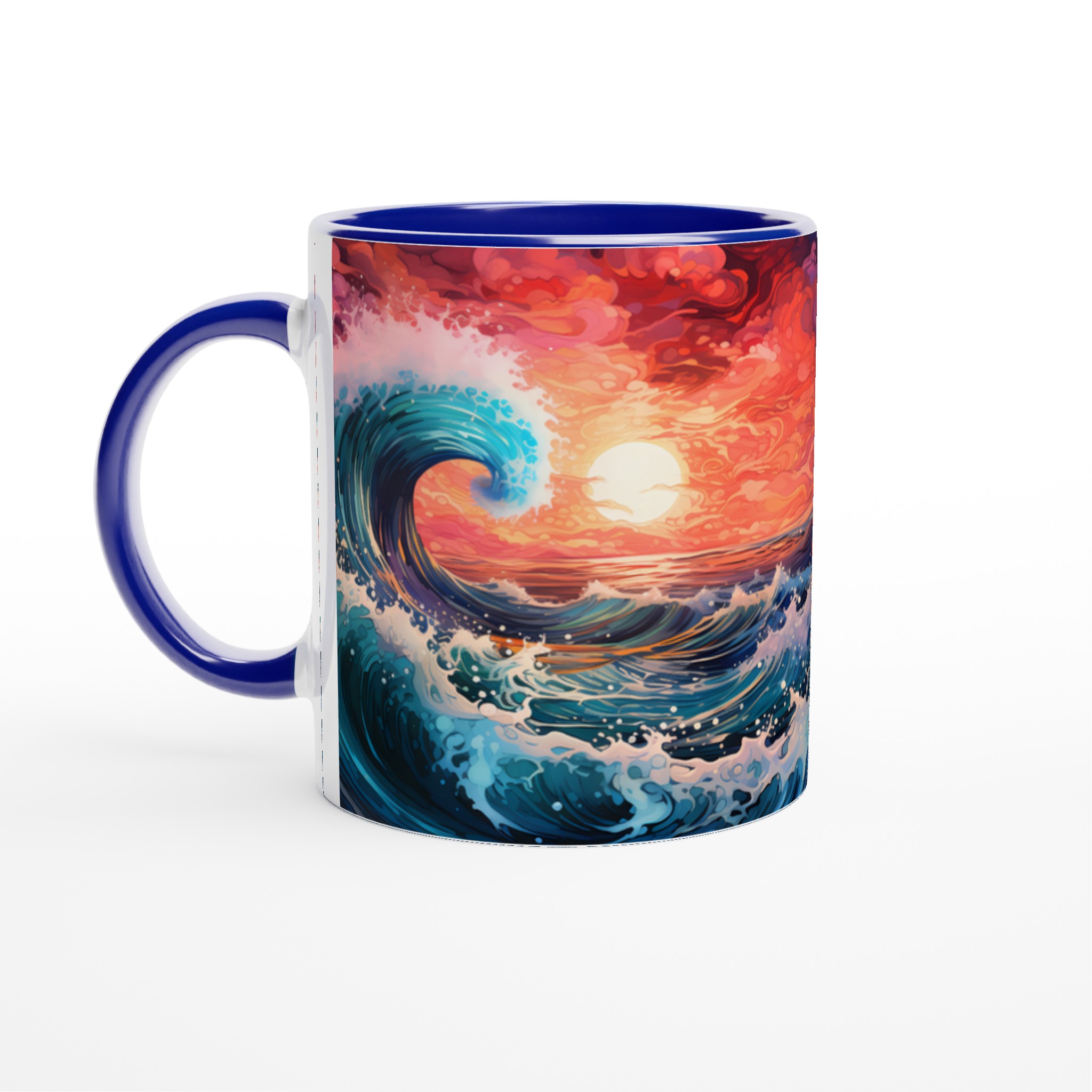 Oceaniska Drömmar Keramikmugg - Livliga Vågor & Solnedgång i Akvarellstil, 11oz 4 2d24a4a1-d414-4583-b7bf-903e45f66b21