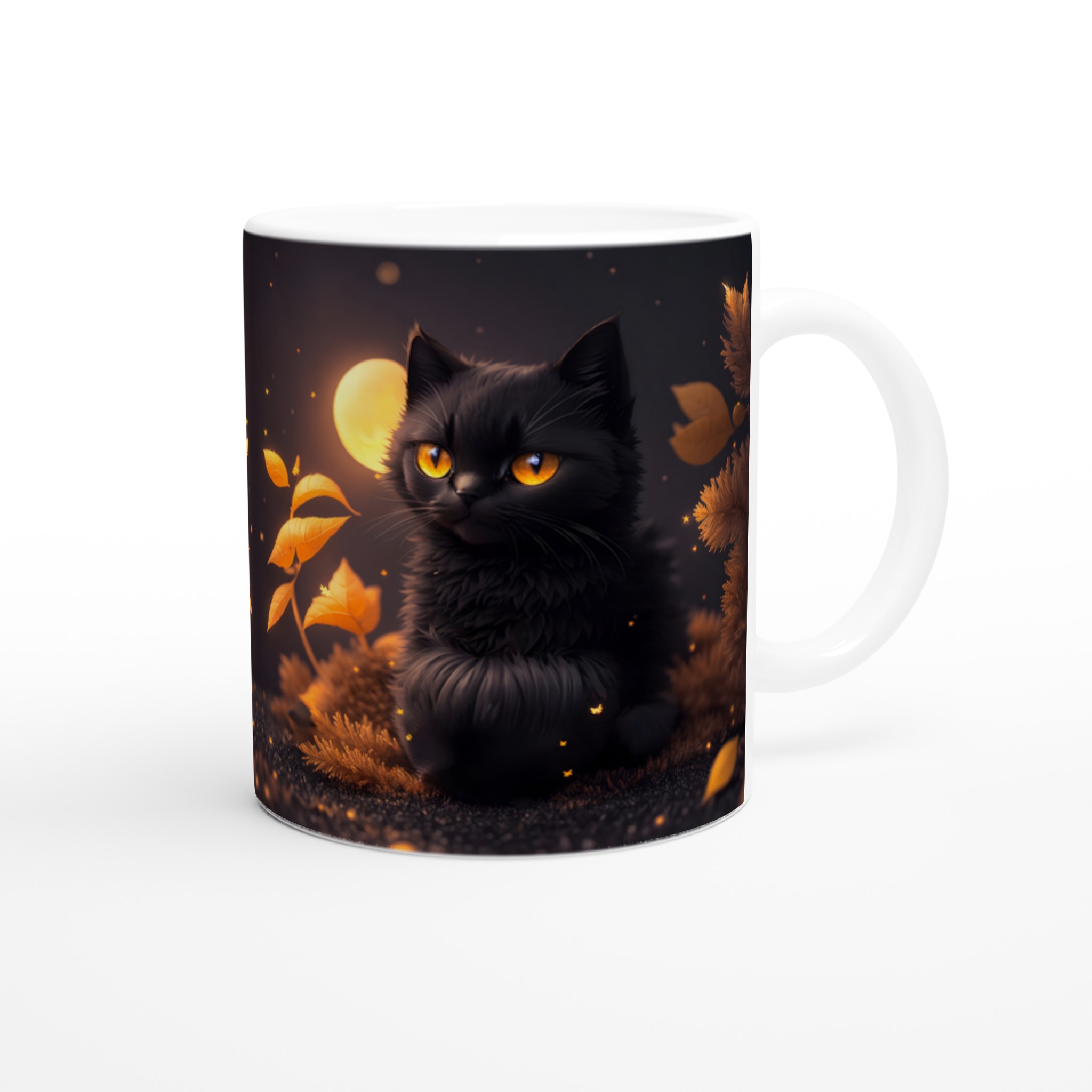 Mystisk Svart Katt Keramikmugg - Gyllene Ögon & Magisk Höstatmosfär, 11oz 9 2d389872-8055-40c4-b1f5-eb8d4d71d83e