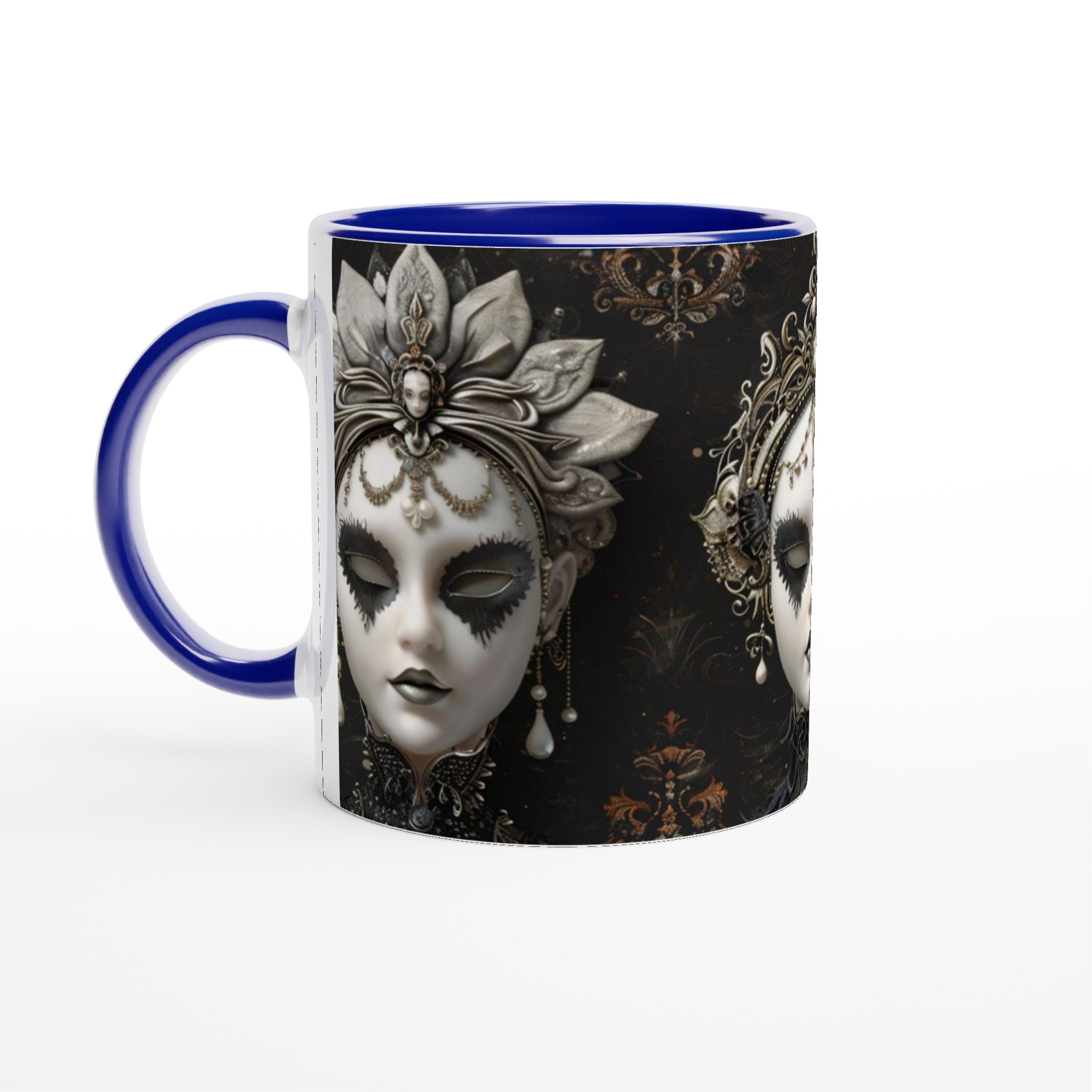 Vit 11oz keramisk mugg med gotiskt maskmotiv – välj din favoritfärg för en dramatisk stil 4 2d74dbe6-0136-4b3a-94ce-3af20fc13420