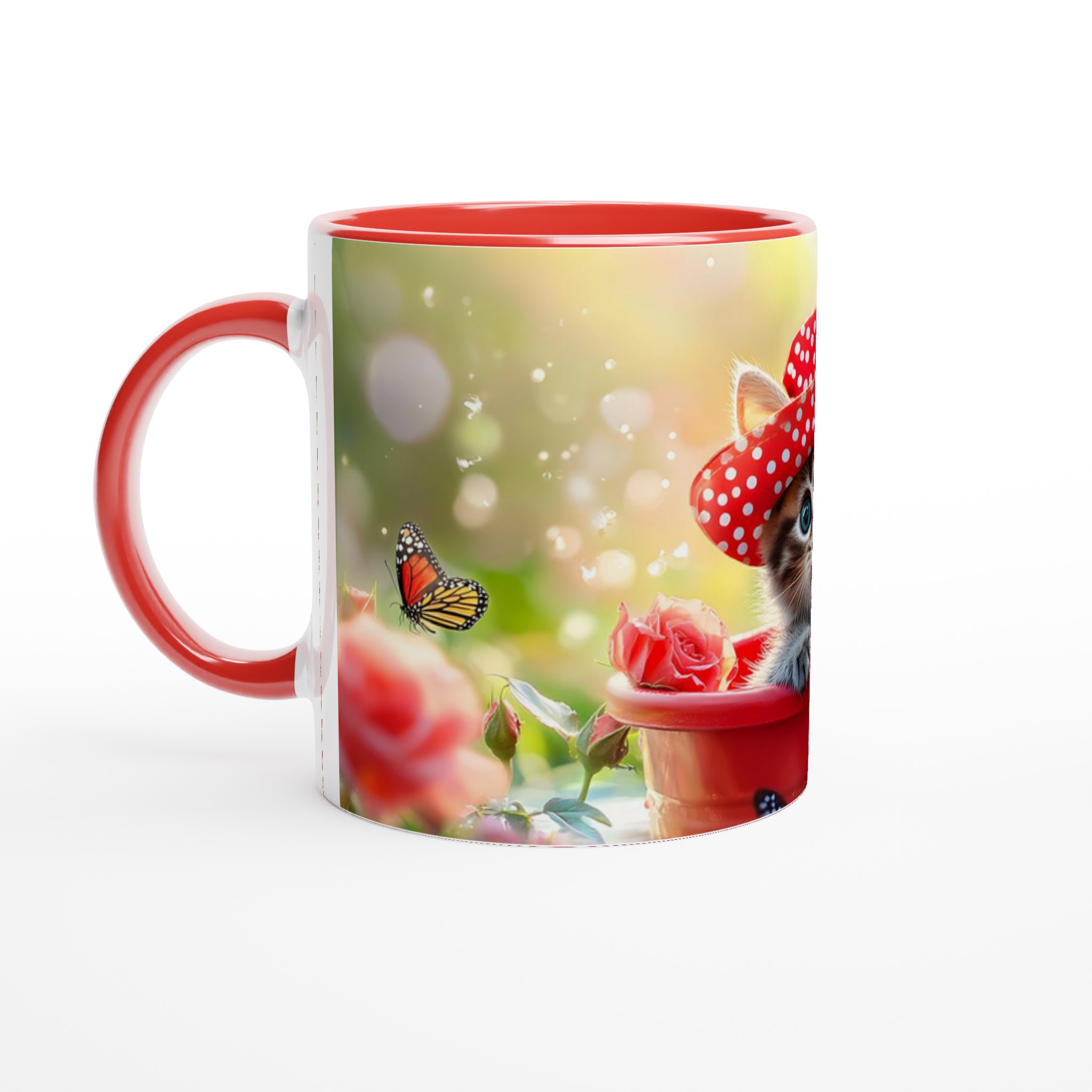 Mönstrad 11oz Keramisk Mugg: Kattunge i Röd Hatt – Välj din färg! 2 2dce1f83-e3ae-45bf-b7f4-ac4998ef74bd
