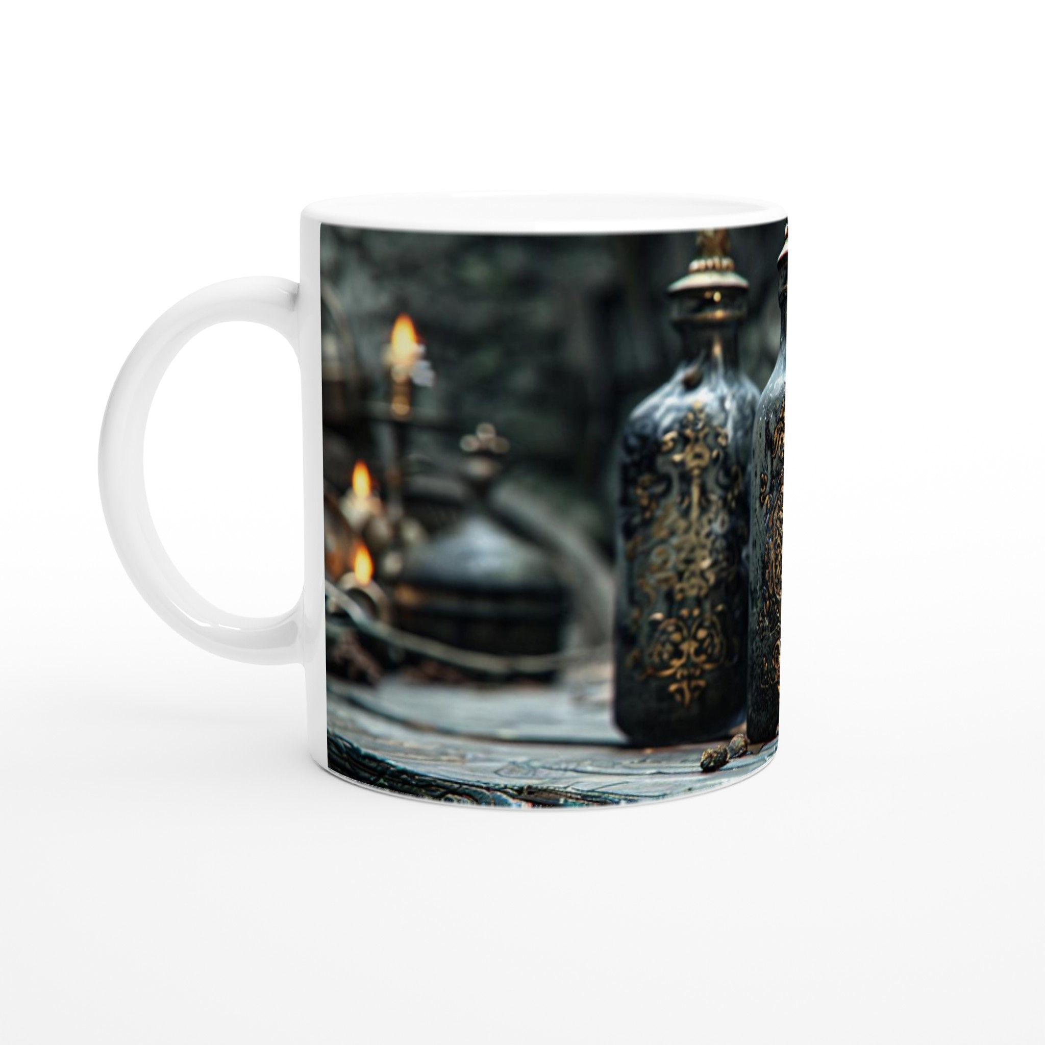 Mystisk Elixir Mugg – 11oz Keramikmugg med Guld- och Svart Magisk Design 1 2e45a93c-afc6-4303-a6fb-4a10251f43f0