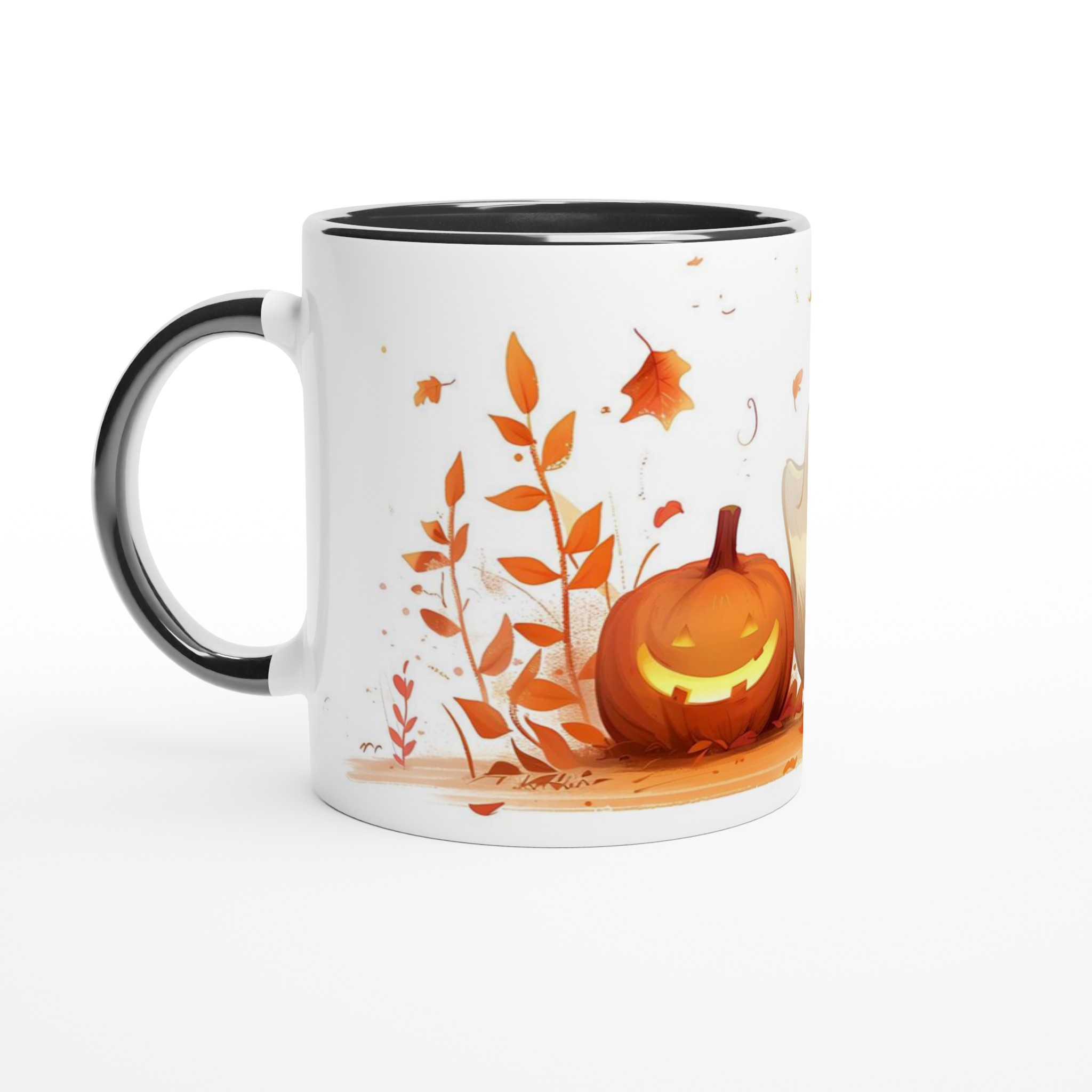 Busig Halloween Mugg - Söt Spöke & Pumpa i Höstfärger | 11oz Keramisk Kaffemugg 7 2e546c9d-7709-4876-9706-ae88433ef3c7