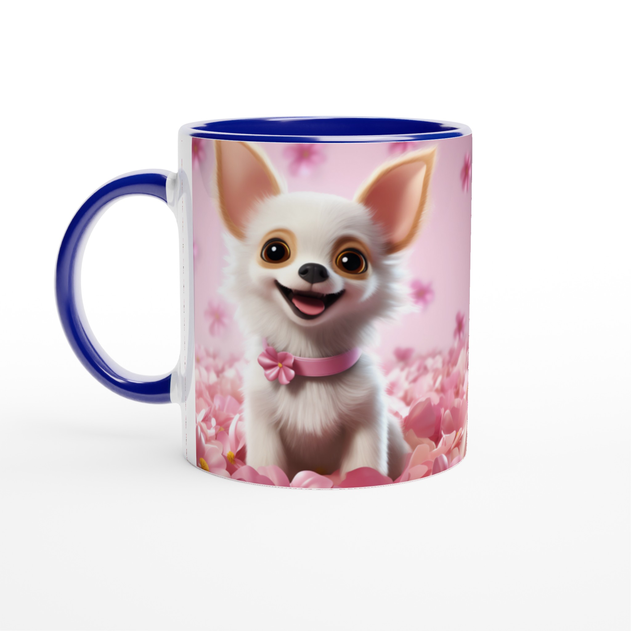 Chihuahua Drömmugg: Söt Valp i Rosa Blomster – 11oz Keramisk Mugg i Valfri Färg 4 2f322508-8e4b-4900-ad28-89c0a8bb767f