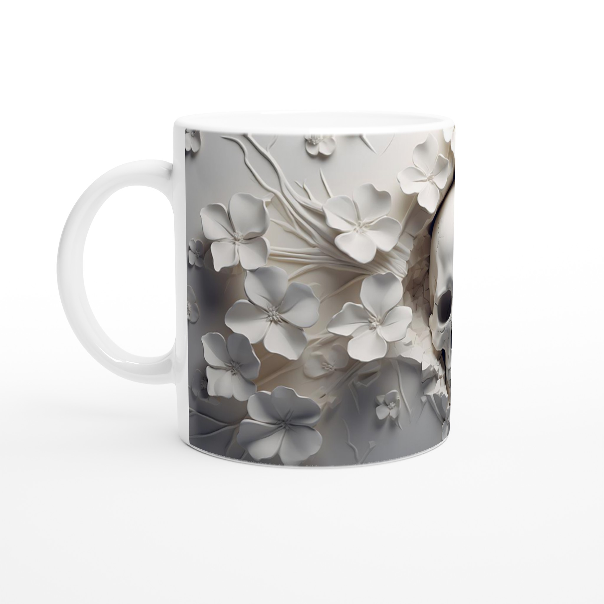 Döskalle med blommor Keramisk Mugg - Gotisk Stil i Ditt Val av 7 Djärva Färger 1 3039d648-ea87-48a4-a02b-e3012b6b42cc