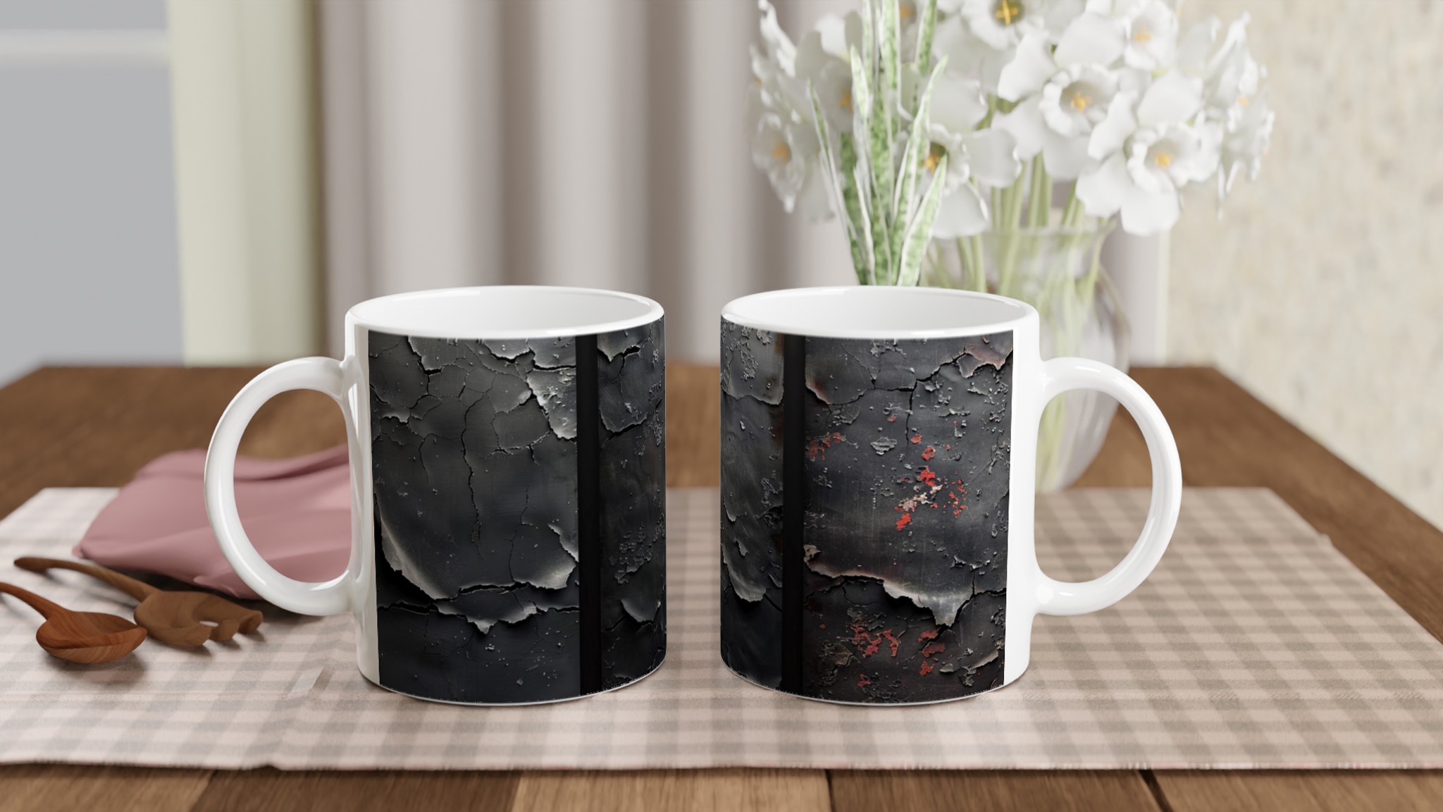 Industrial Elegance 11oz Keramisk Mugg – Rustik Textur med Röd Accent, Välj din färg! 10 3051082c-f1ff-4116-b45f-35db78cf5612