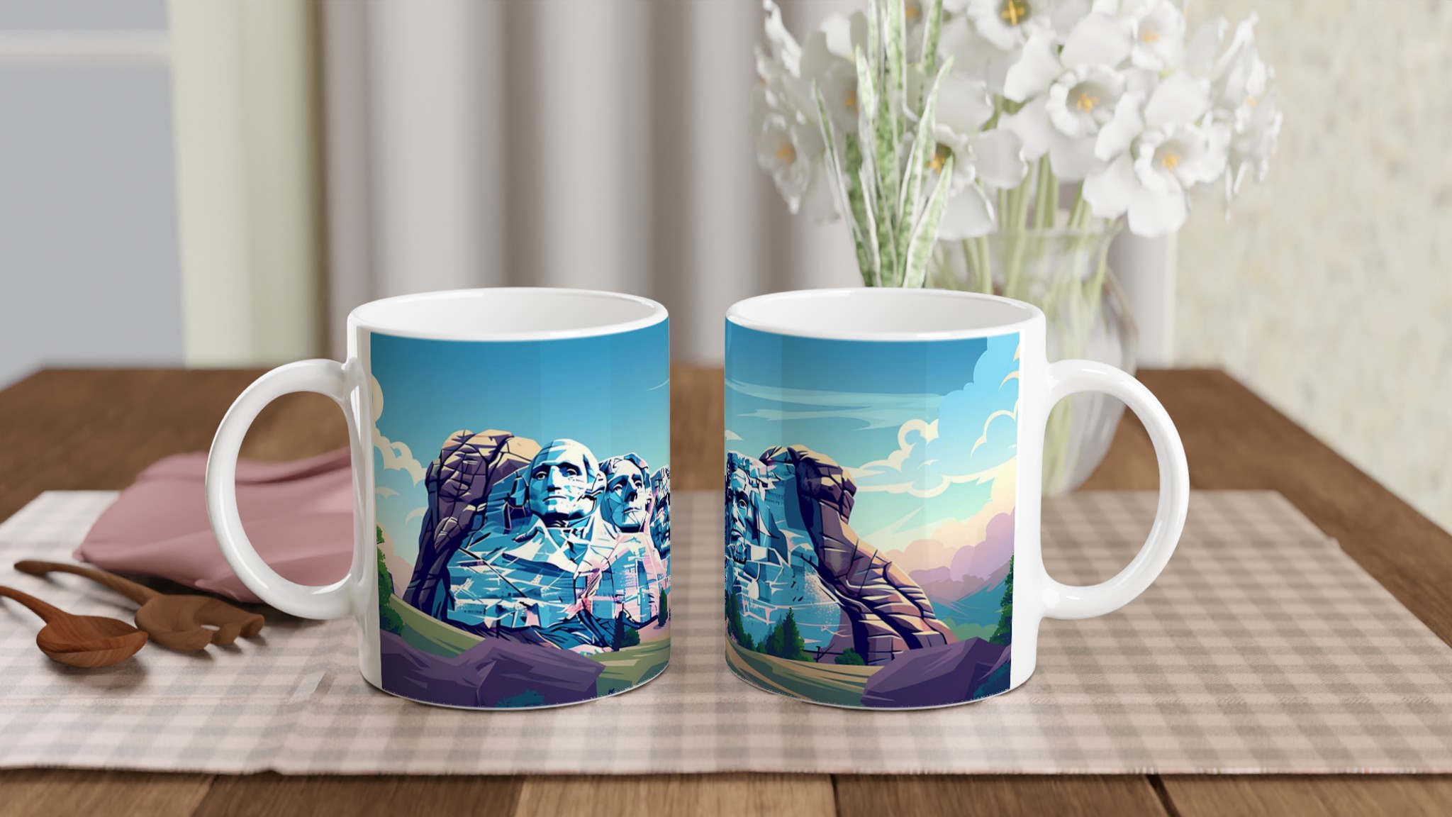 Mount Rushmore Pop Art Mugg – Historisk Ikon i Vibrant Blå Nyanser 10 306e2458-3a1a-4a6f-92db-dc8675ec2aa8