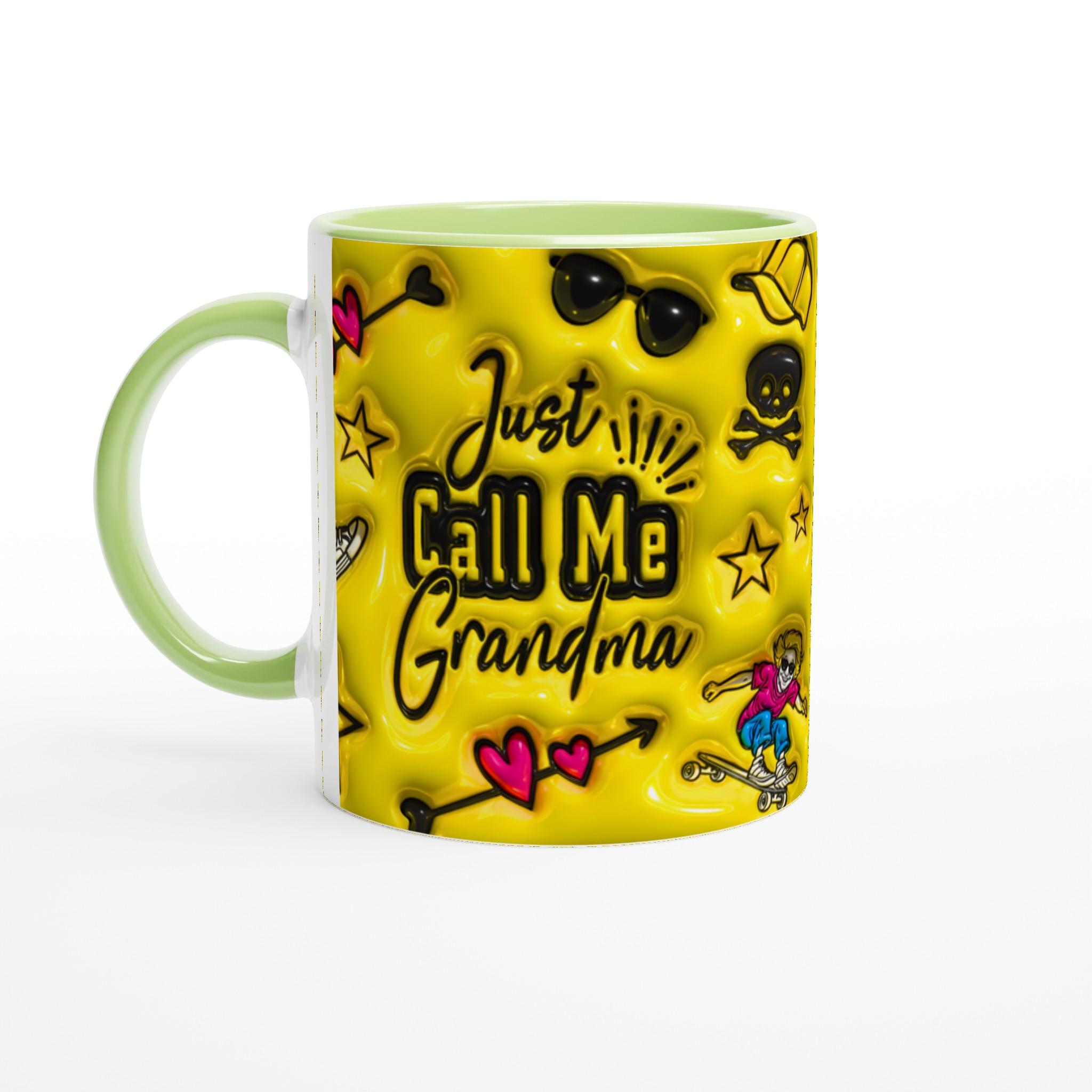 Cool Skateboard Grandma Mugg – 'Just Call Me Grandma' i Levande Gult – En Kärleksfull & Rolig Present! 3 31c56649-5d23-405f-a166-5fde84451fc3