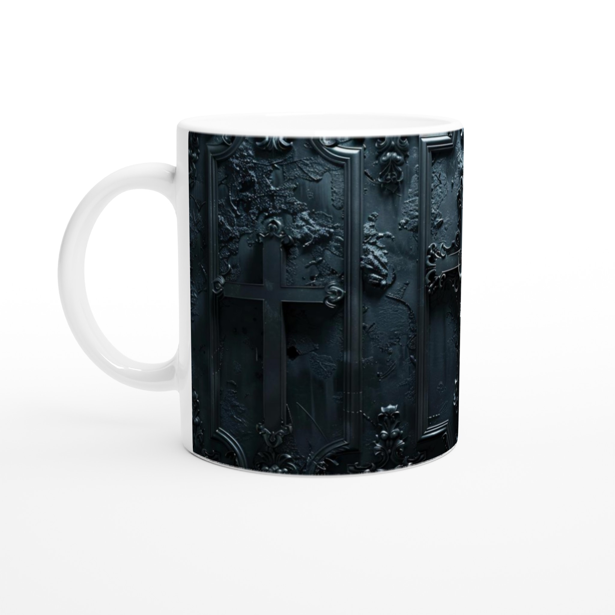 Elegant 11oz Ceramic Mug with Gothic Black Design – Choose Your Color 1 31e75504-f314-482d-b51a-d2a9b6d27232