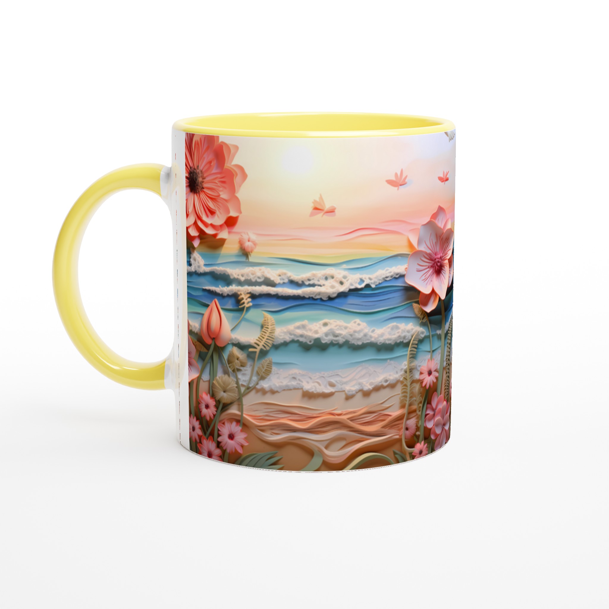 Pastellblomsterstrand 11oz Keramisk Mugg – Drömmig Havsvy i Valfri Färg 5 3204013d-f967-43ae-a5a7-329b25cdf1a0