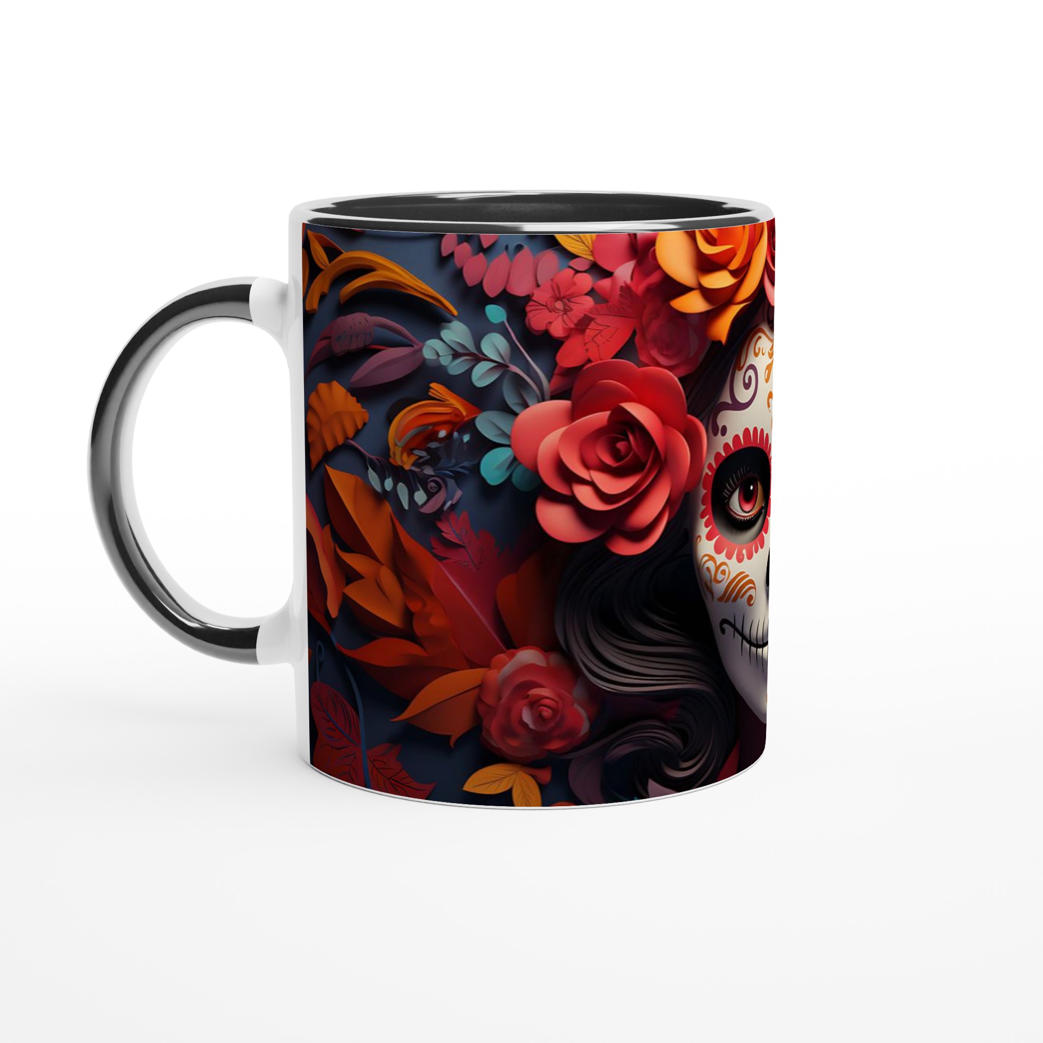 Sugar Skull Blommig Keramisk Mugg – Fira Livet i Levande Färg, 11 oz 7 327bd807-3381-4172-8ad3-cbe27f03d82a