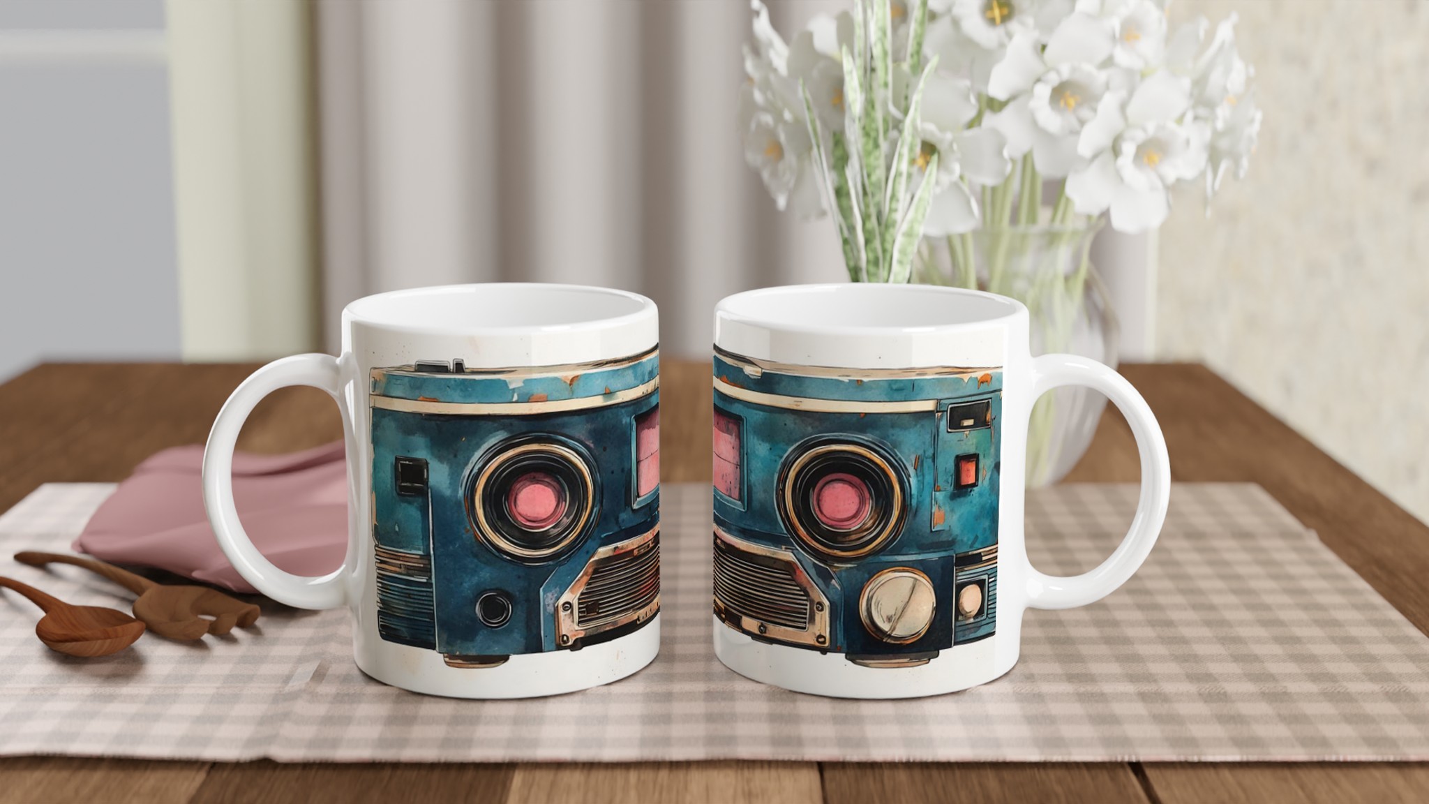Retro Boombox Akvarell Keramisk Mugg – Nostalgisk Design i Ditt Val av Färg 10 3283842f-1eff-489f-ac30-5b56a16c6c7b