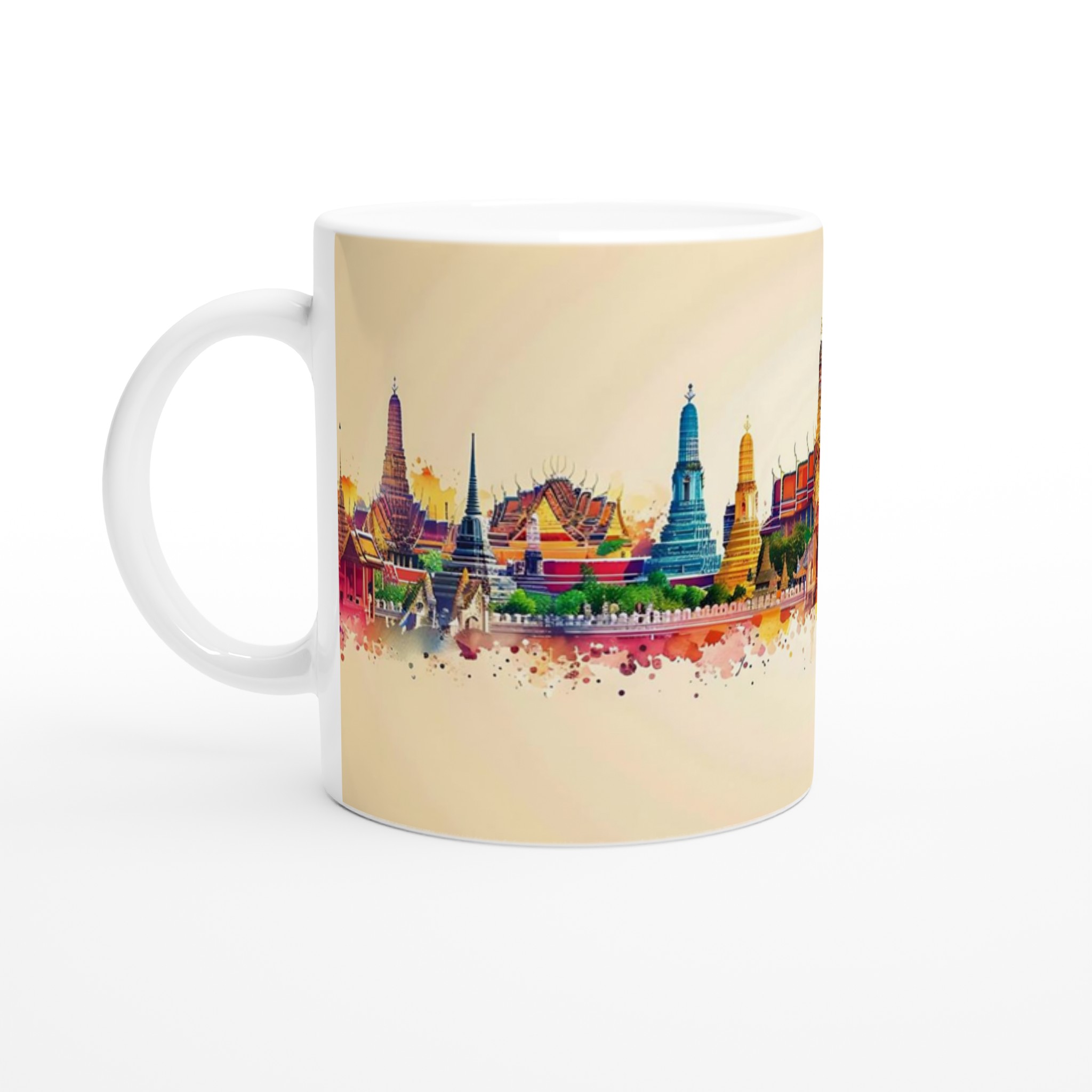 Bangkok Skyline Akvarell Mugg – Färgstark Keramikmugg, Välj bland 7 Livliga Färger 1 3294fb62-25f4-4d66-a131-815938c8b4d5