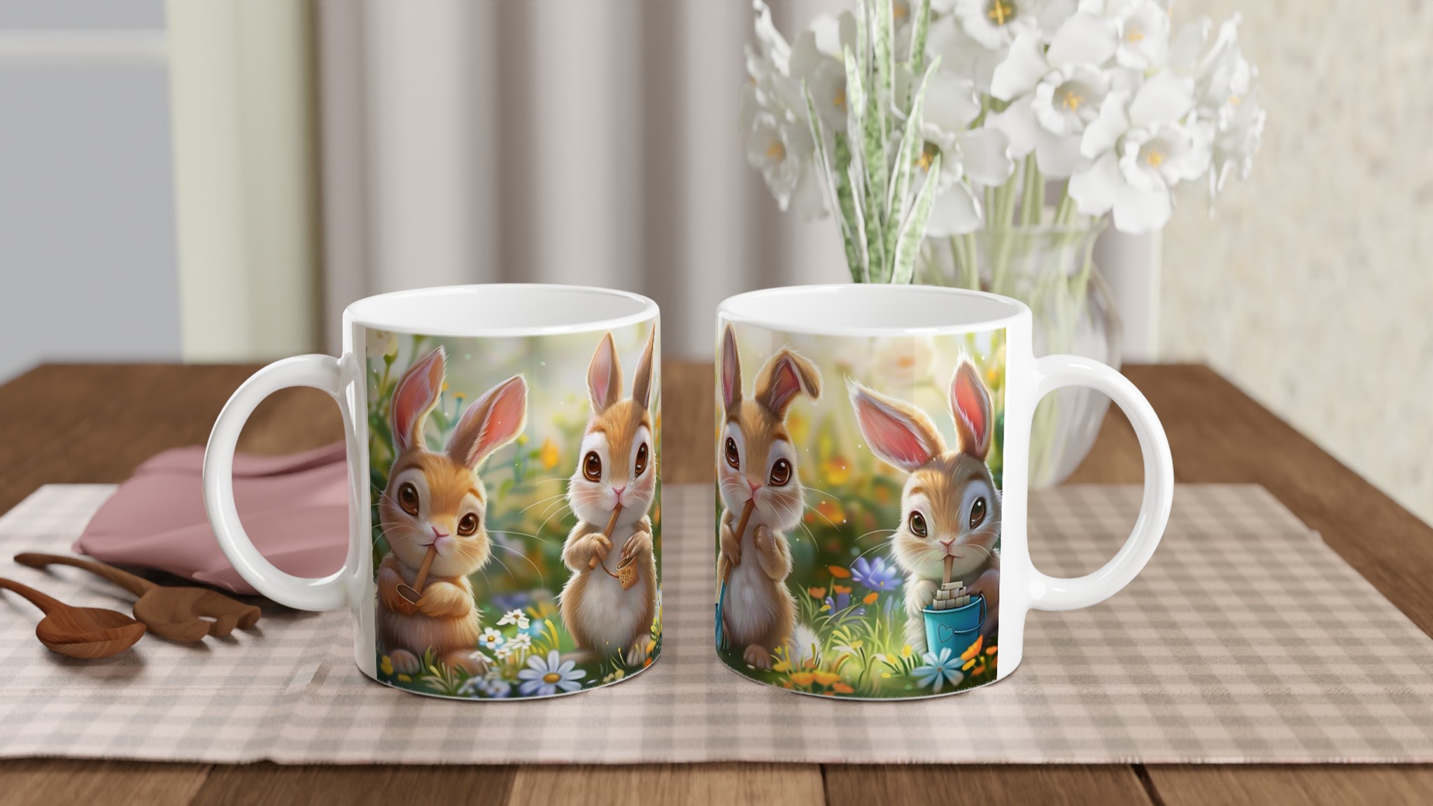 Påskens Sötaste Keramikmugg – Bedårande Kaniner och Vårblommor i 11 oz 10 329c3607-7cfb-4989-add9-8a759e8502d3