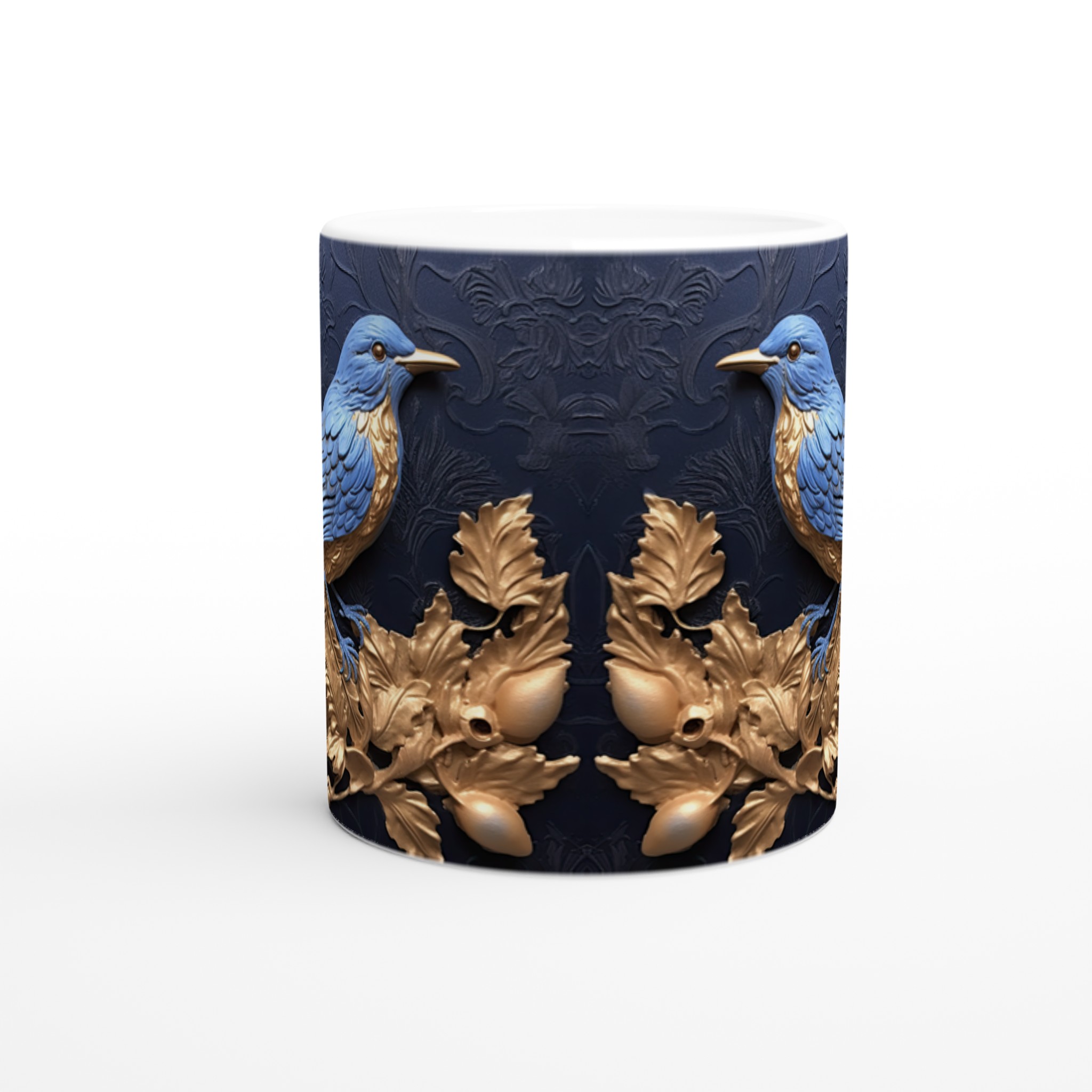 Royal Bird Song Keramikmugg – Elegant Blåfågel & Guldblad Design, 11oz – Välj bland 7 Färger! 8 32c33880-cab0-4d2f-81a4-9d05d13805b5
