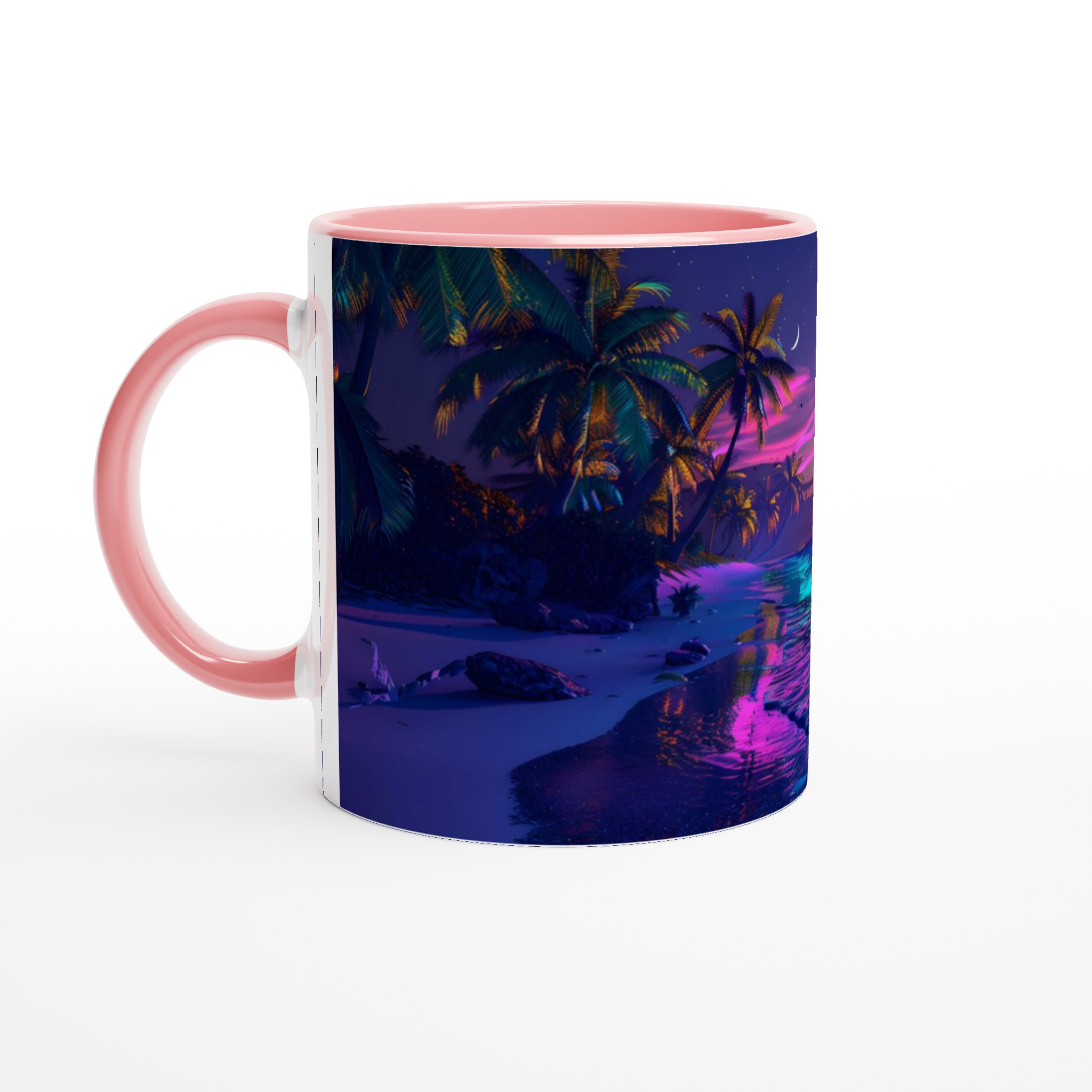 Neon Sunset Strand 11oz Keramisk Mugg – Drömmiga Tropiska Nätter i Valfri Färg! 6 32f19234-1700-4bb7-8192-d0872df90833