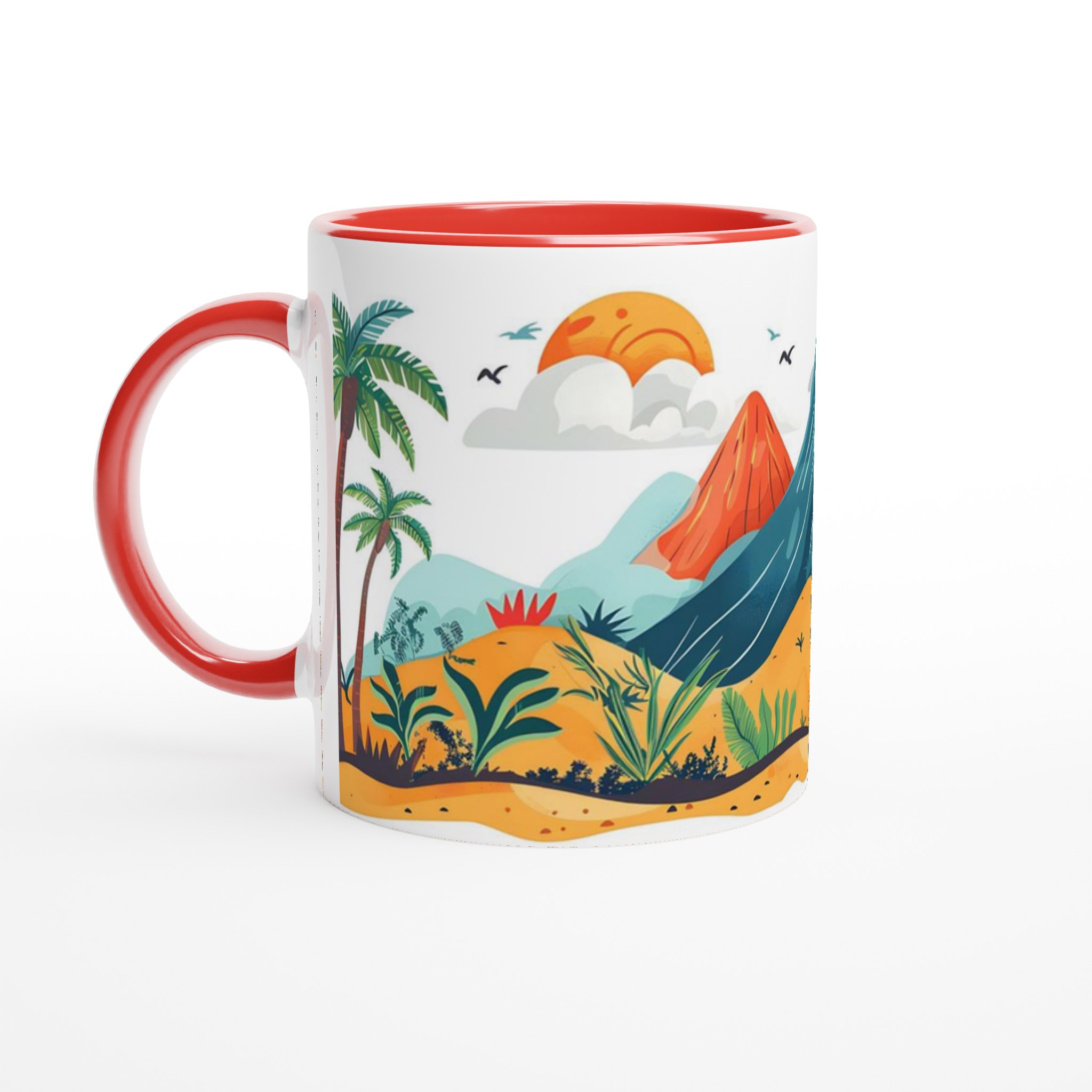 Tropisk Djungel Mugg – Levande Vulkanlandskap & Palmträd – 11oz Keramikmugg i 7 Färger 2 3464f0de-42b9-4aef-a925-7dcb095f2c07