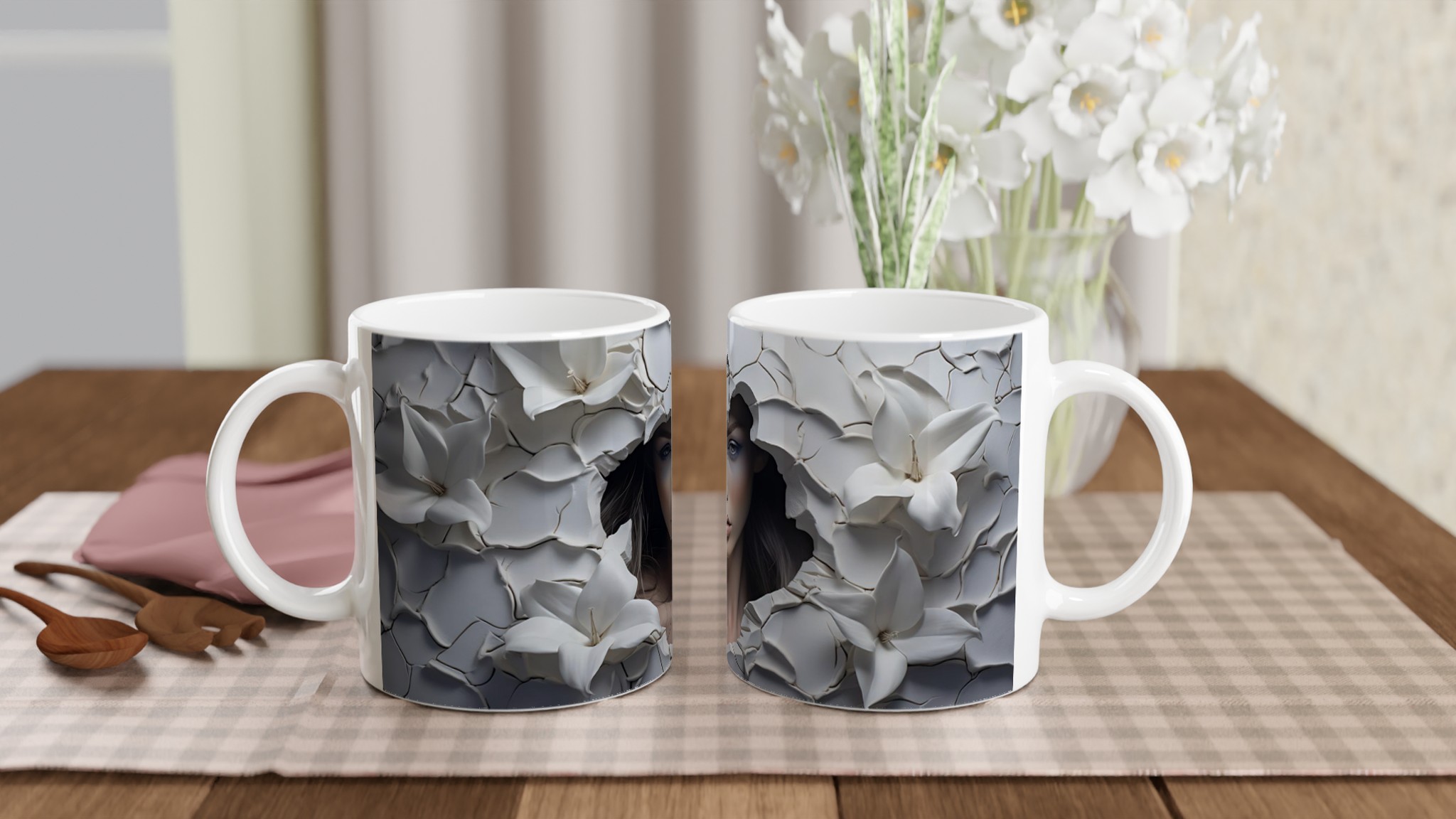 Konstnärlig Keramikmugg: Vacker Design med Blommor – Välj din Färg! 10 34951feb-69c0-4c81-b790-1ca80a96730b