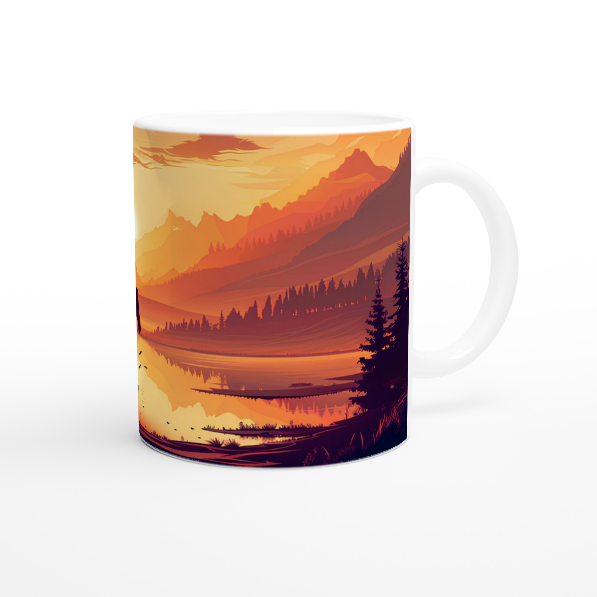 Vildhäst vid Solnedgång Keramisk Mugg - 11oz Konstnärlig Design i Ditt Val av Färg 9 34ac7d1f-6d54-4a7c-9a2f-d47beaad6e94