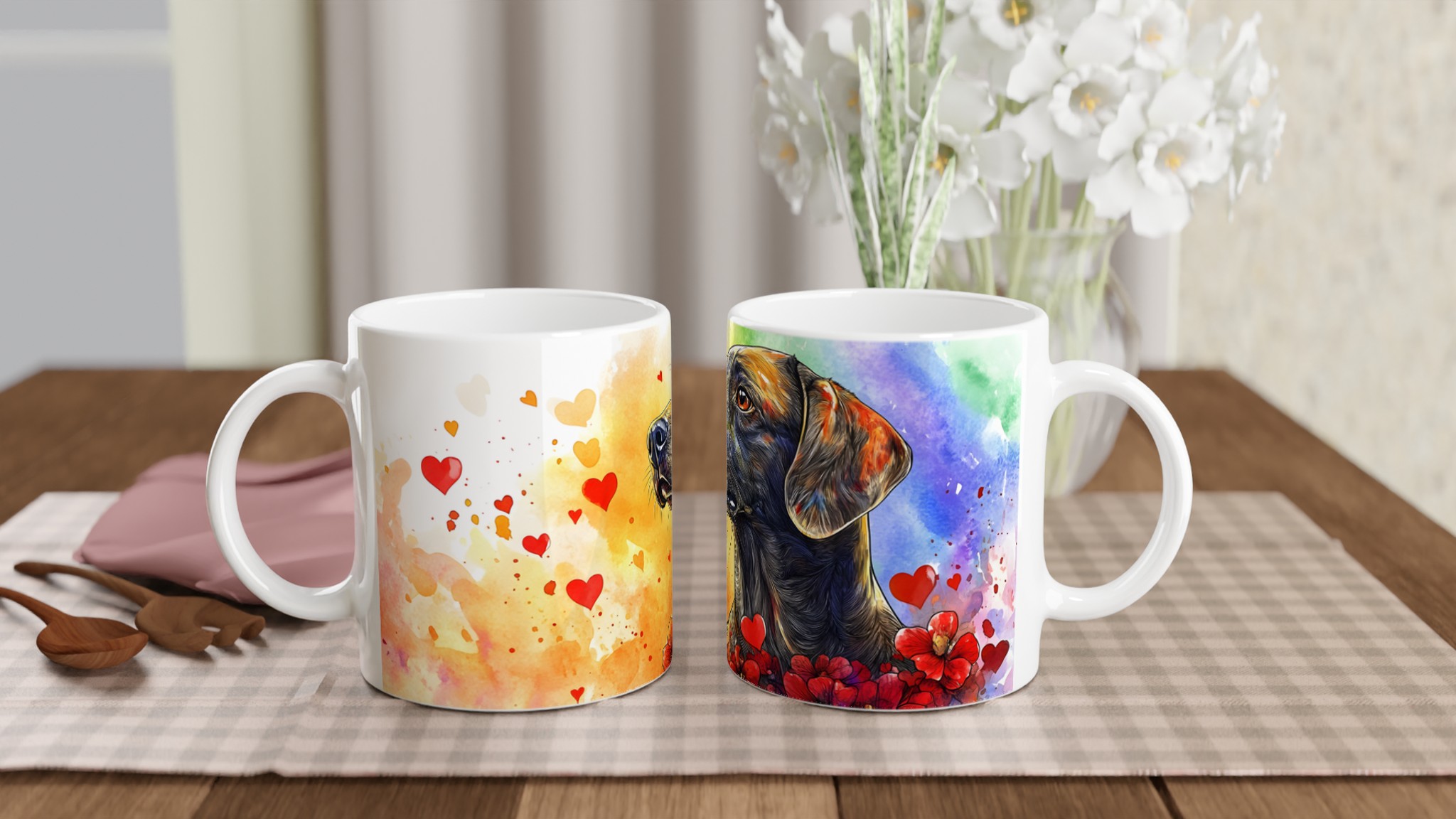 Kärlekshund – Akvarellmugg: Färgstark Keramikmugg 11oz för Hundälskare, Välj Din Färg! 10 3519fe1f-7368-4fc9-a327-c257cc2624a0