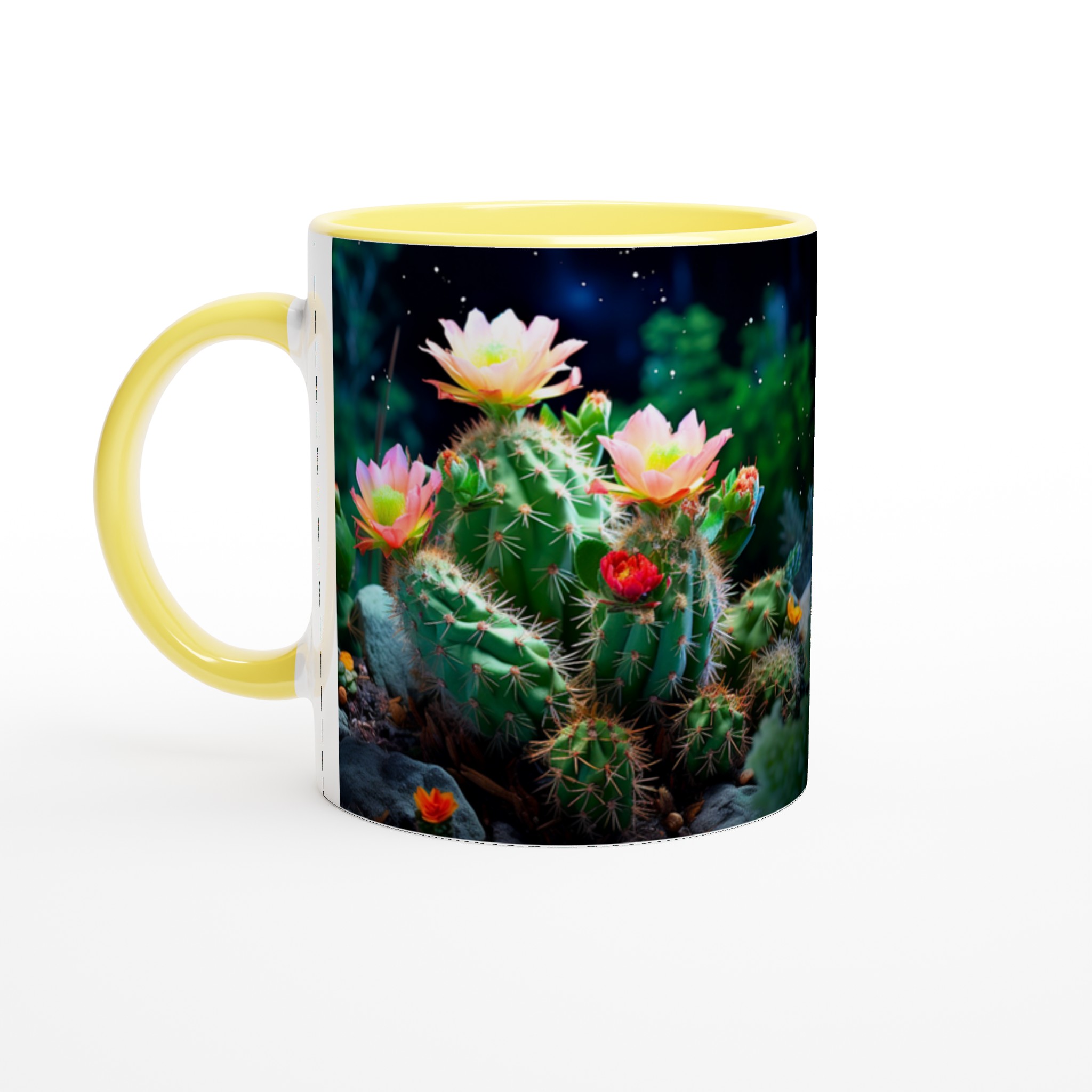 Kaktusblommor Under Stjärnorna – 11oz Keramikmugg i Valfri Färg 5 352bffa7-3df2-4a8e-af74-1672c5f385b7