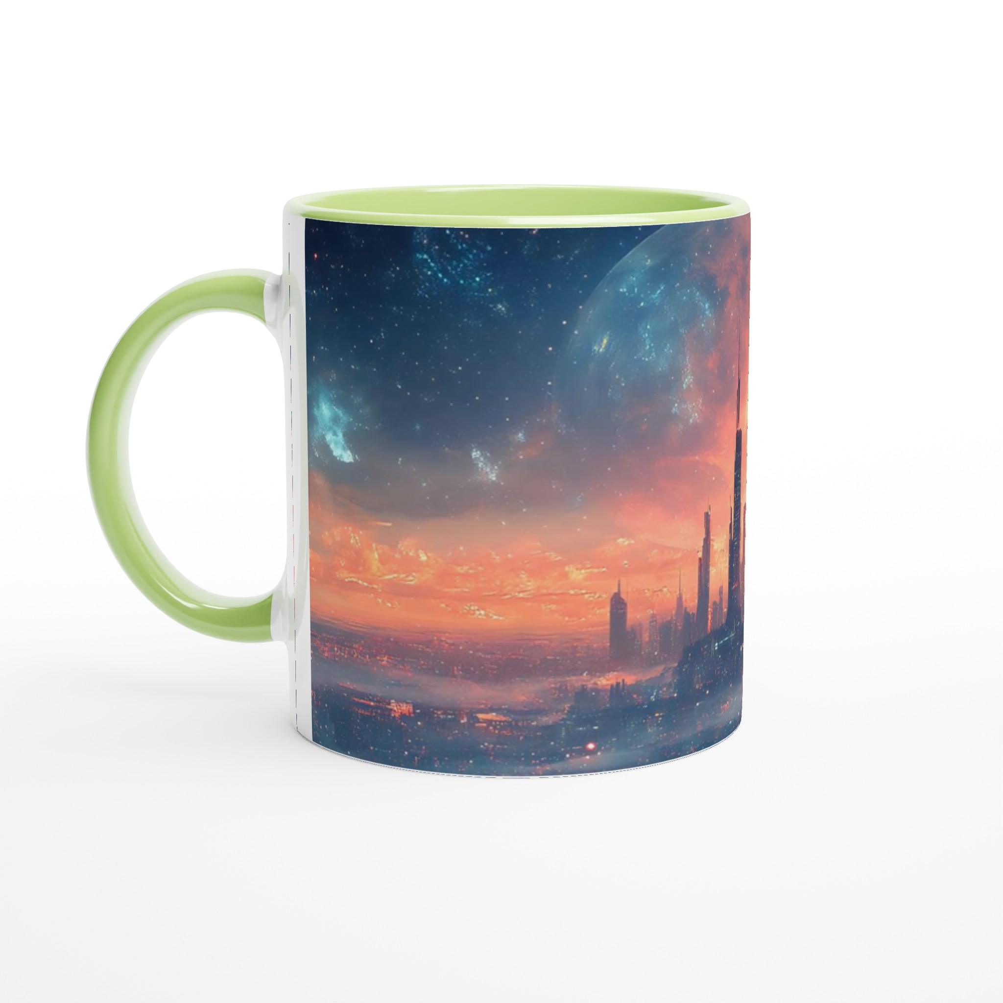 Futuristisk Stadsmugg – Sci-Fi Gryning Över Megalopolis Keramikmugg (11 oz) i flertalet färger 8 35af4953-05b3-4eed-94f1-7d3a10fa13ad