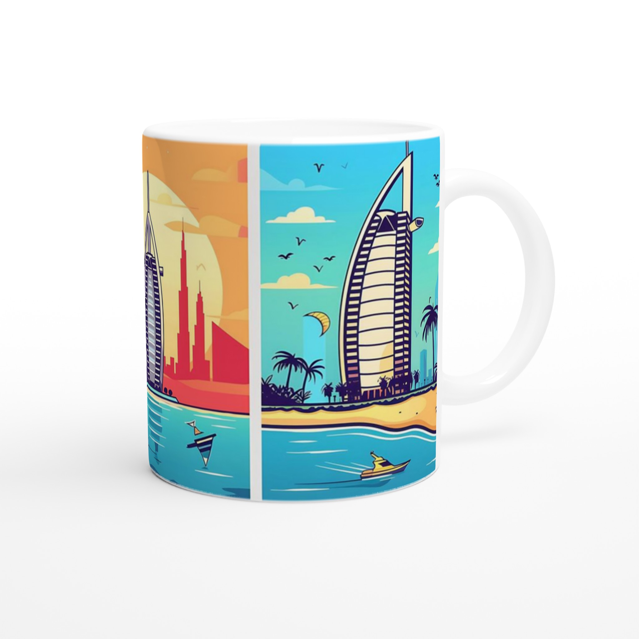 Dubai Sunset Skyline Keramisk Mugg – Konstnärlig Design i Välj din Färg 9 365e51d3-accb-4ed0-92c9-bc775fb5c87f