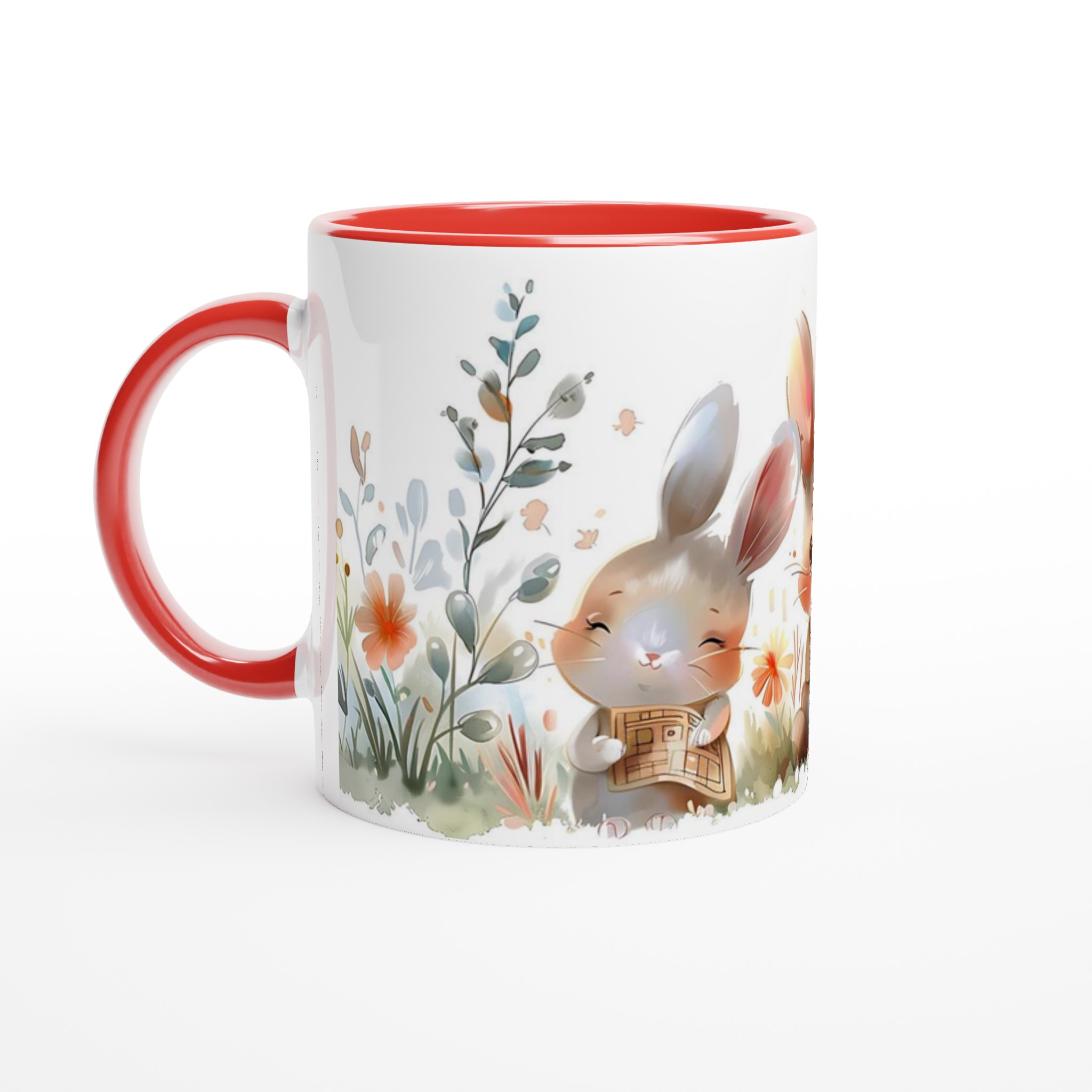 Söta kaniner i blomsteräng – 11oz keramisk mugg för barn och djurälskare i flera färger 2 36b88ef2-42c7-4d72-ad33-c404c43dbe94