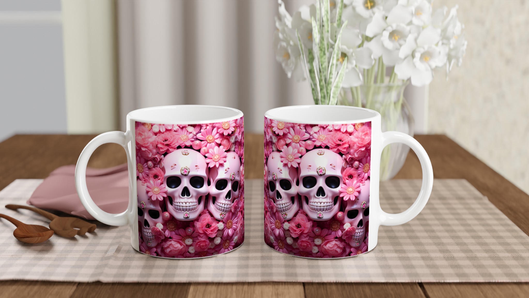 Romantisk Skull Blossom 11oz Keramikmugg – En touch av rosa mystik för din fika 10 36cb8be2-3157-46d3-8db1-877f27636232