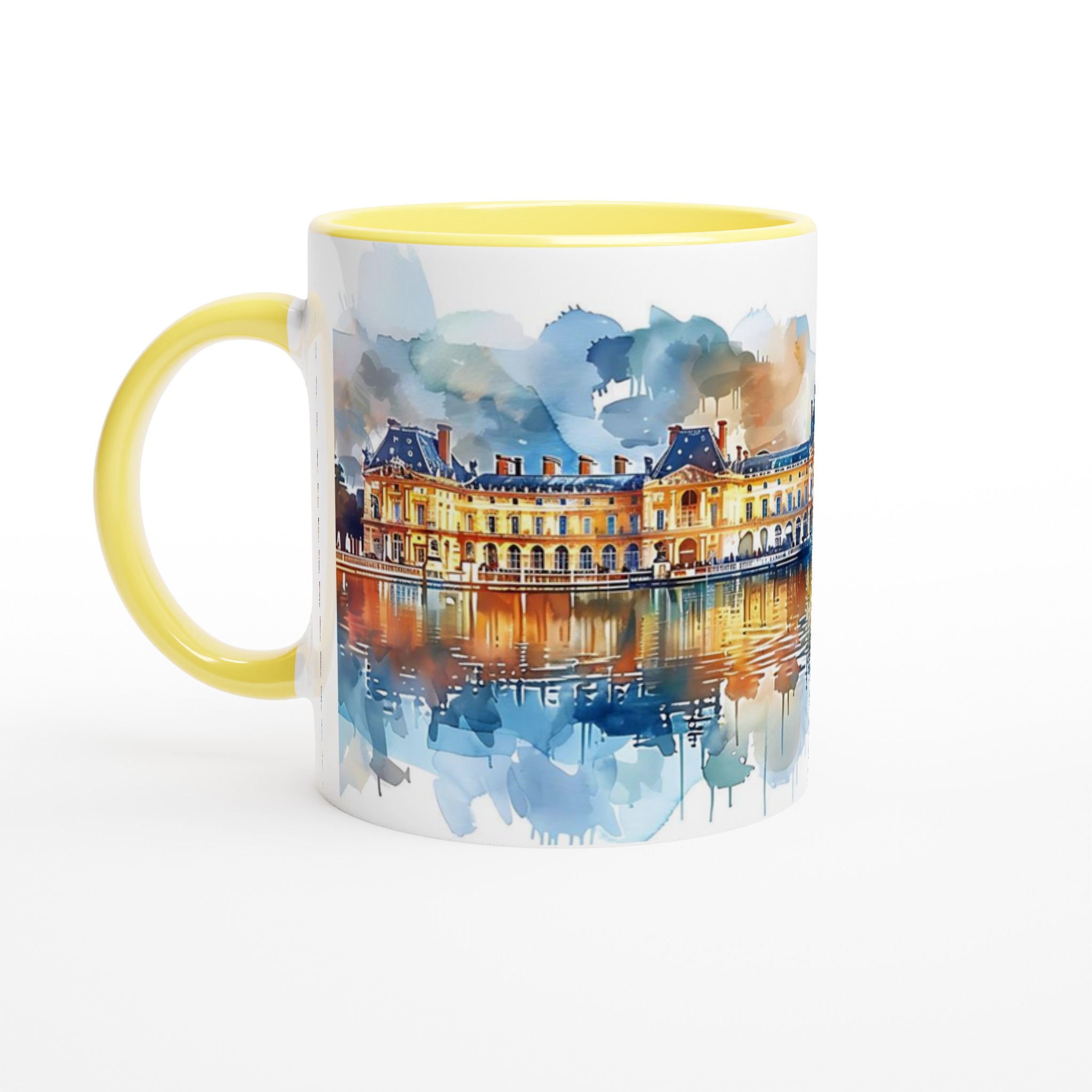Parisisk Charm Keramisk Mugg – Konstnärlig Akvarell Louvre-silhuett, Välj bland 7 Livfulla Färger 5 36db1d9c-1732-4400-9dd2-2f0c7f5d02a3