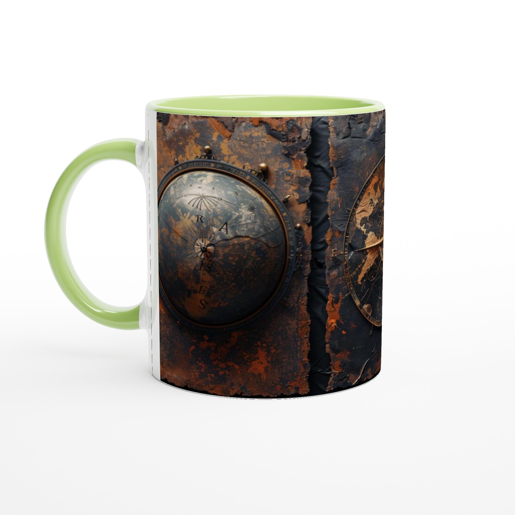 Vit 11oz keramisk mugg med vintage världskarta-design – välj bland sju klassiska färger 3 37148ef7-015c-4875-9145-38ee8d920444